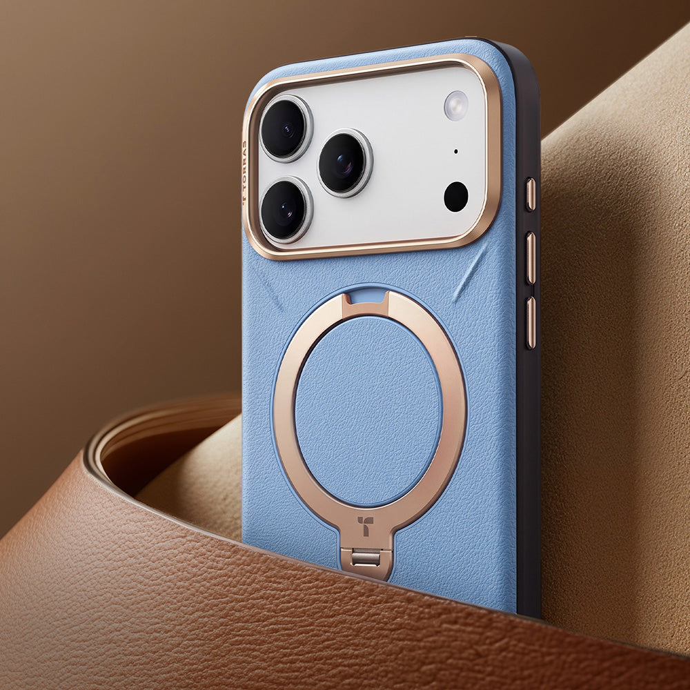 Handyhülle für iPhone 18 Pro / 17 Pro Torras Ostand Q3 VegSkin, Blau (5/11)