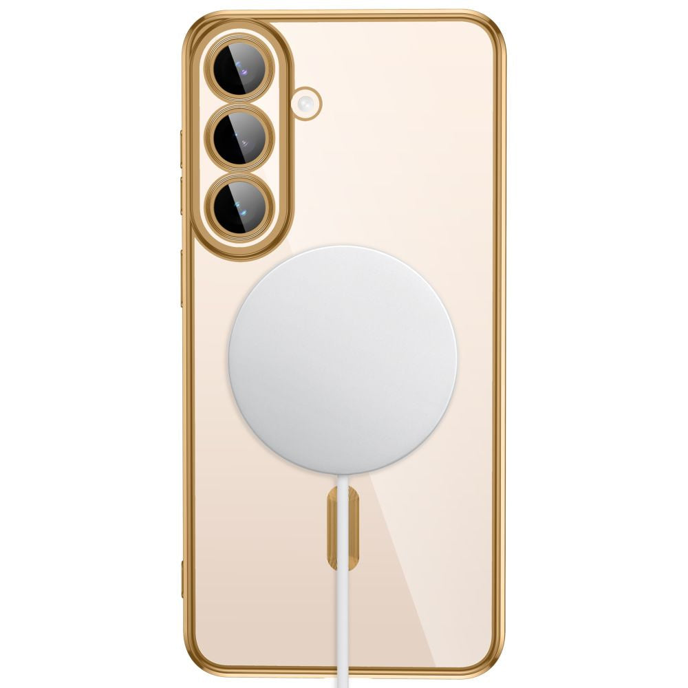 Handyhülle mit Kameraabdeckung für Galaxy S26 FE, Tech-Protect MagFlex für MagSafe, Transparent und Gold (4/9)