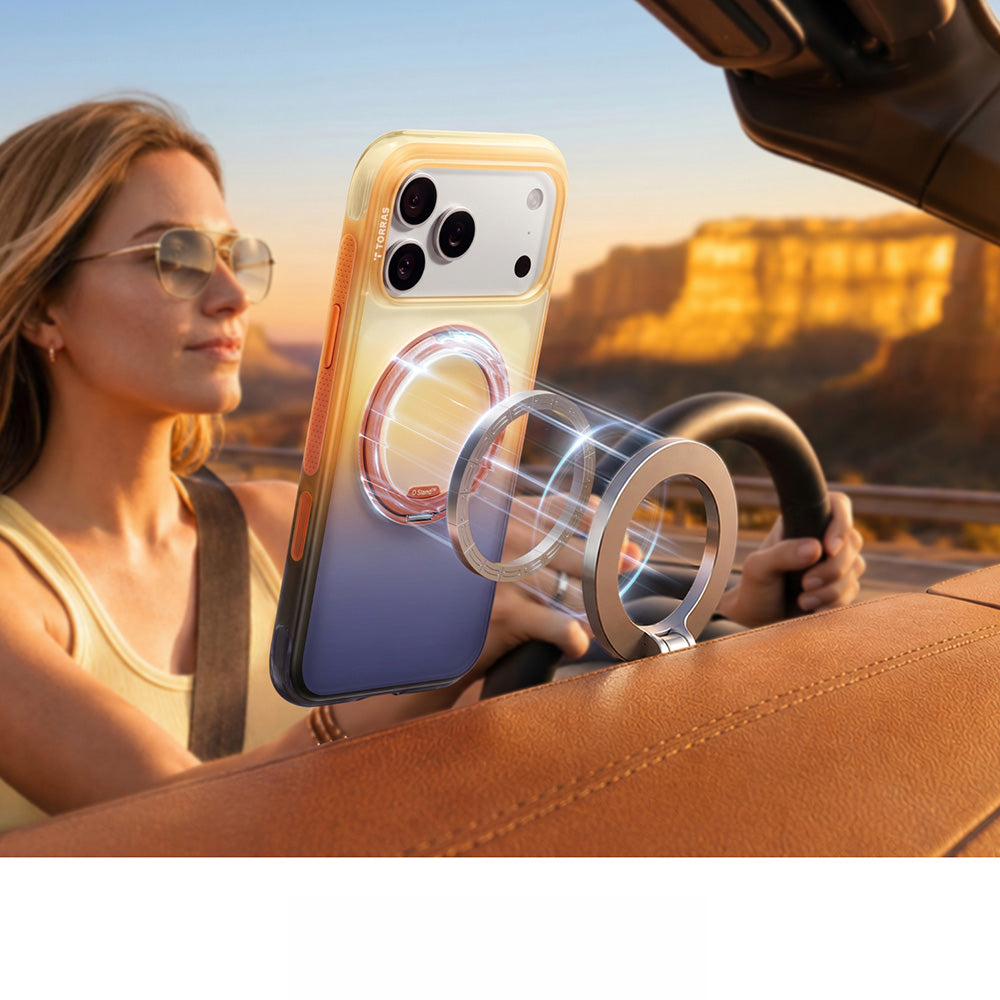 Handyhülle für iPhone 18 Pro Max / 17 Pro Max, Torras Ostand O3 Air Gradient für MagSafe, Orange-Violett (4/10)