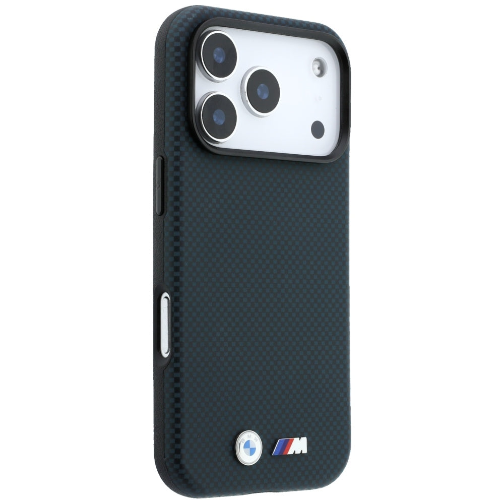 Handyhülle für iPhone 18 Pro / 17 Pro, BMW M Quadrille Kevlar Metal Logo mit MagSafe, Dunkelblau (4/8)