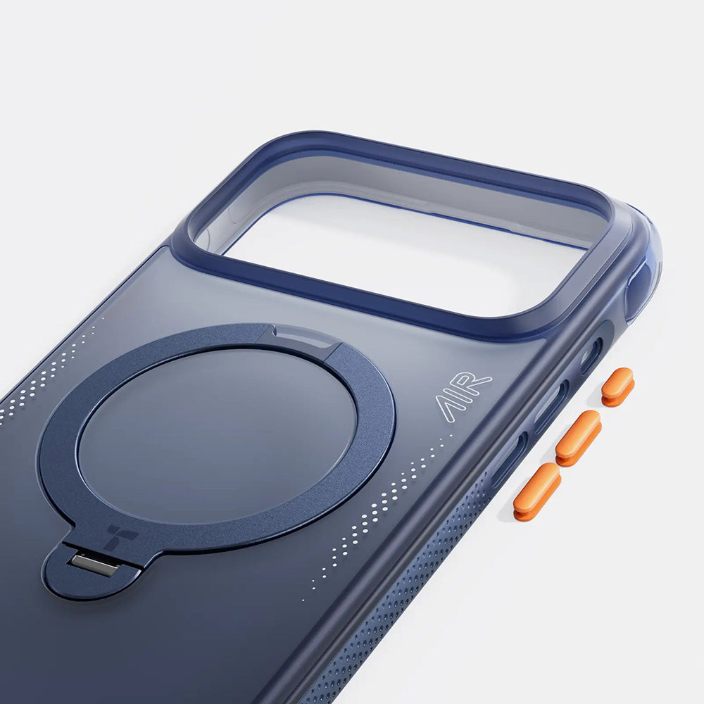 Handyhülle mit 360° drehbarem Standfuß für iPhone 18 Pro Max / 17 Pro Max, Torras Ostand Q3 Air mit MagSafe, Blau (4/6)