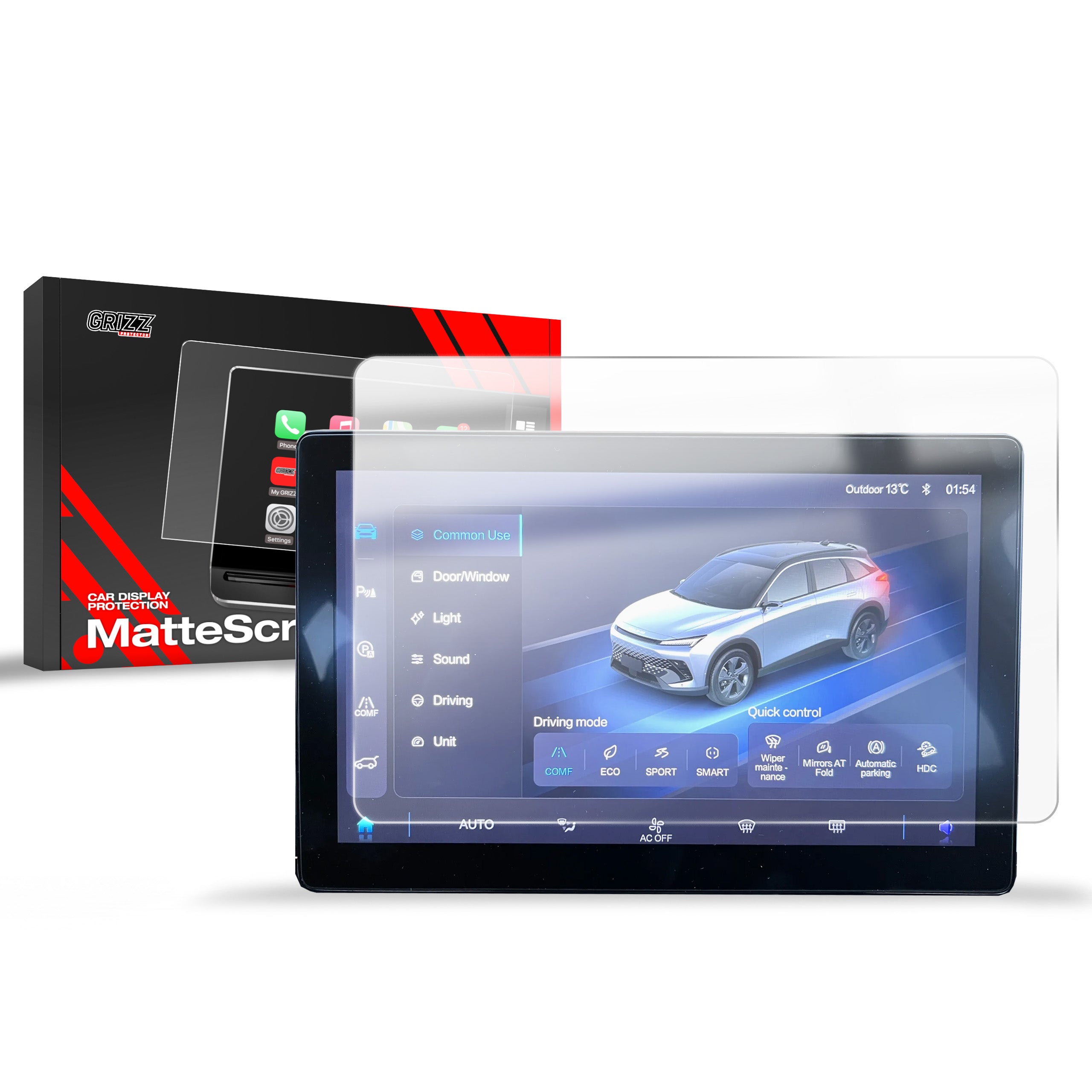 Matte Autodisplayfolie für BAIC BEIJING 5 10,1" (2023-2026), Grizz Protector