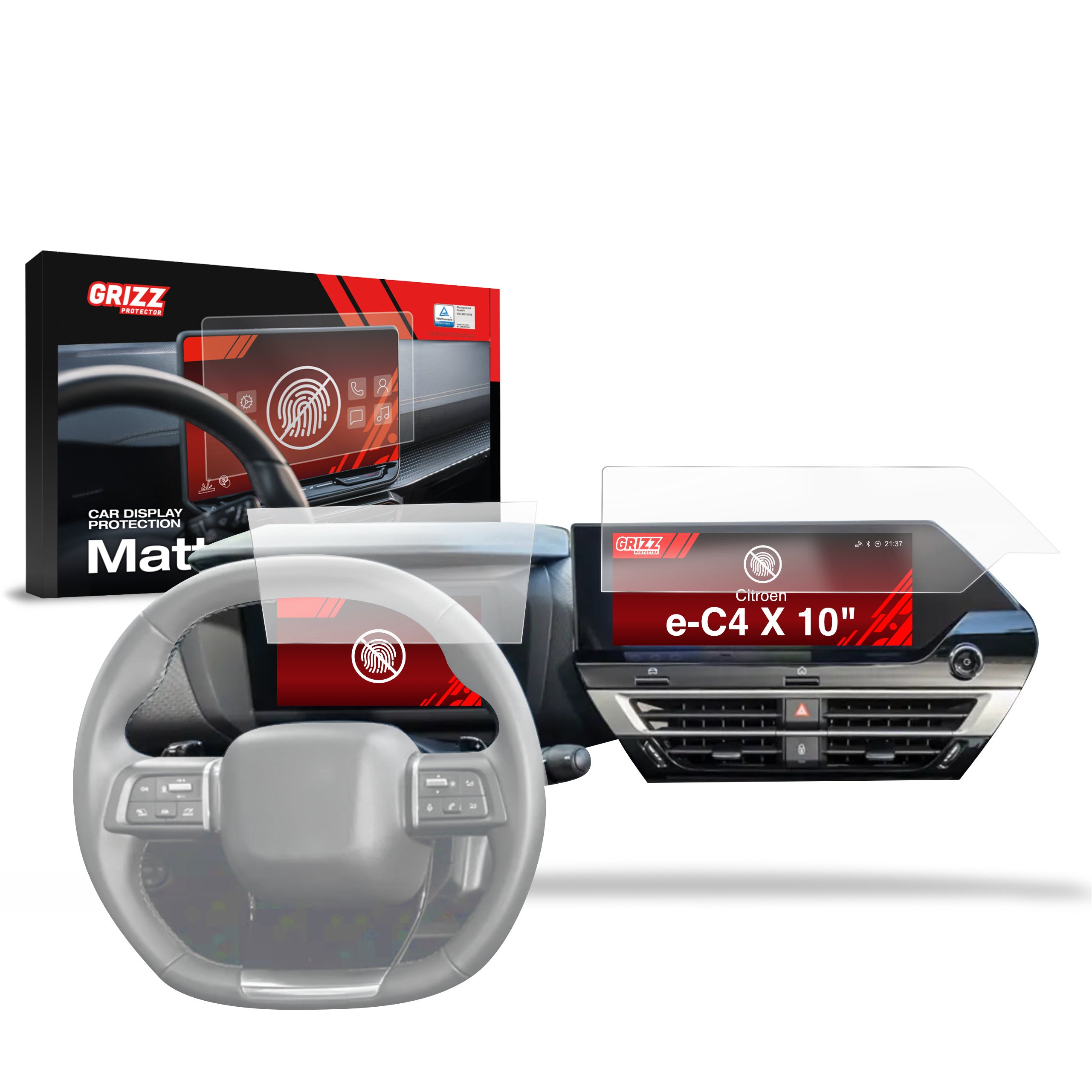 Matte Autodisplayfolie 2in1 für Citroen e-C4 X 10" (2022-2024), Grizz Protector