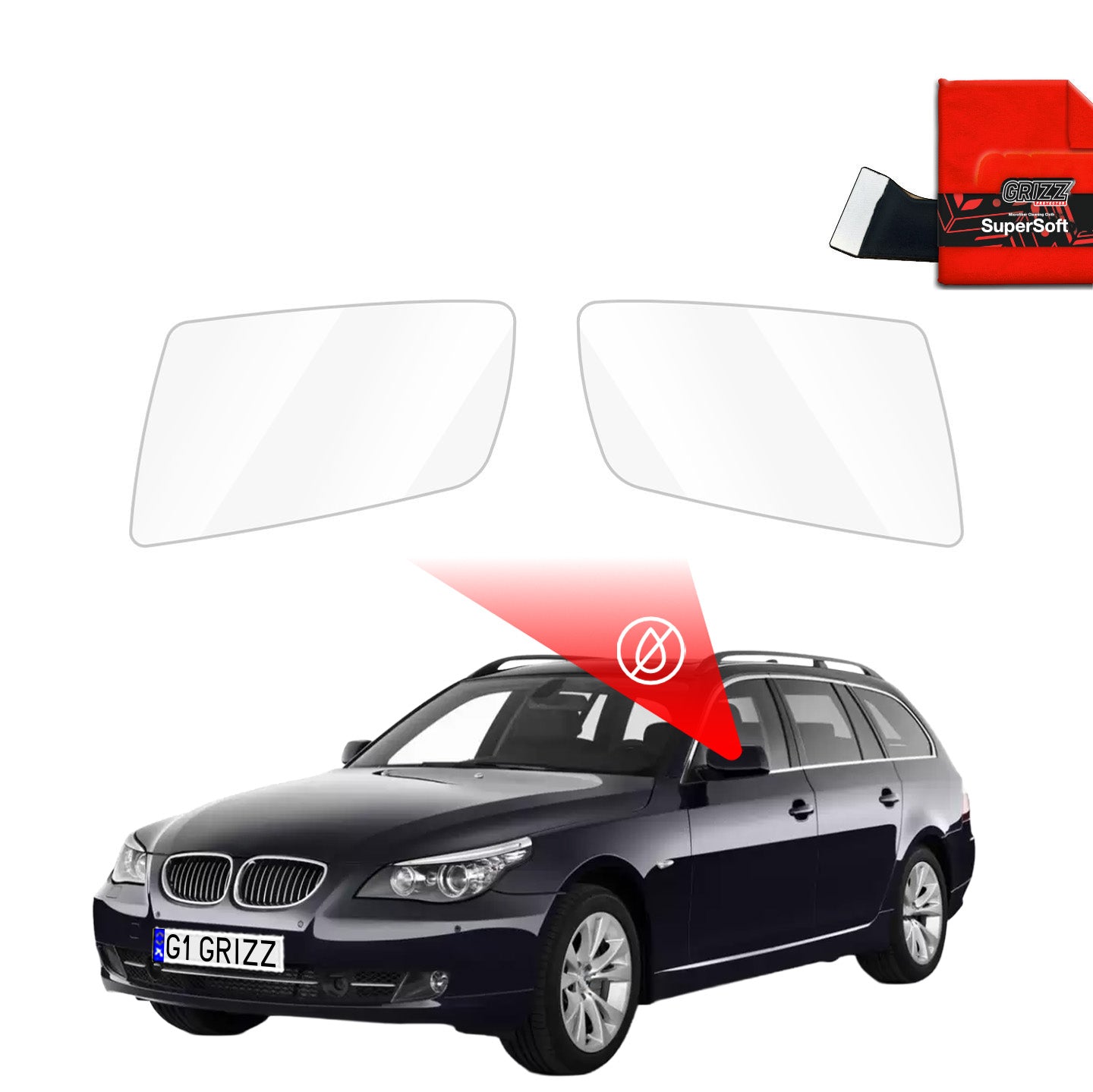 Regenschutzfolie Grizz Protector für Außenspiegel - BMW 5 Touring E61 (2004-2010)