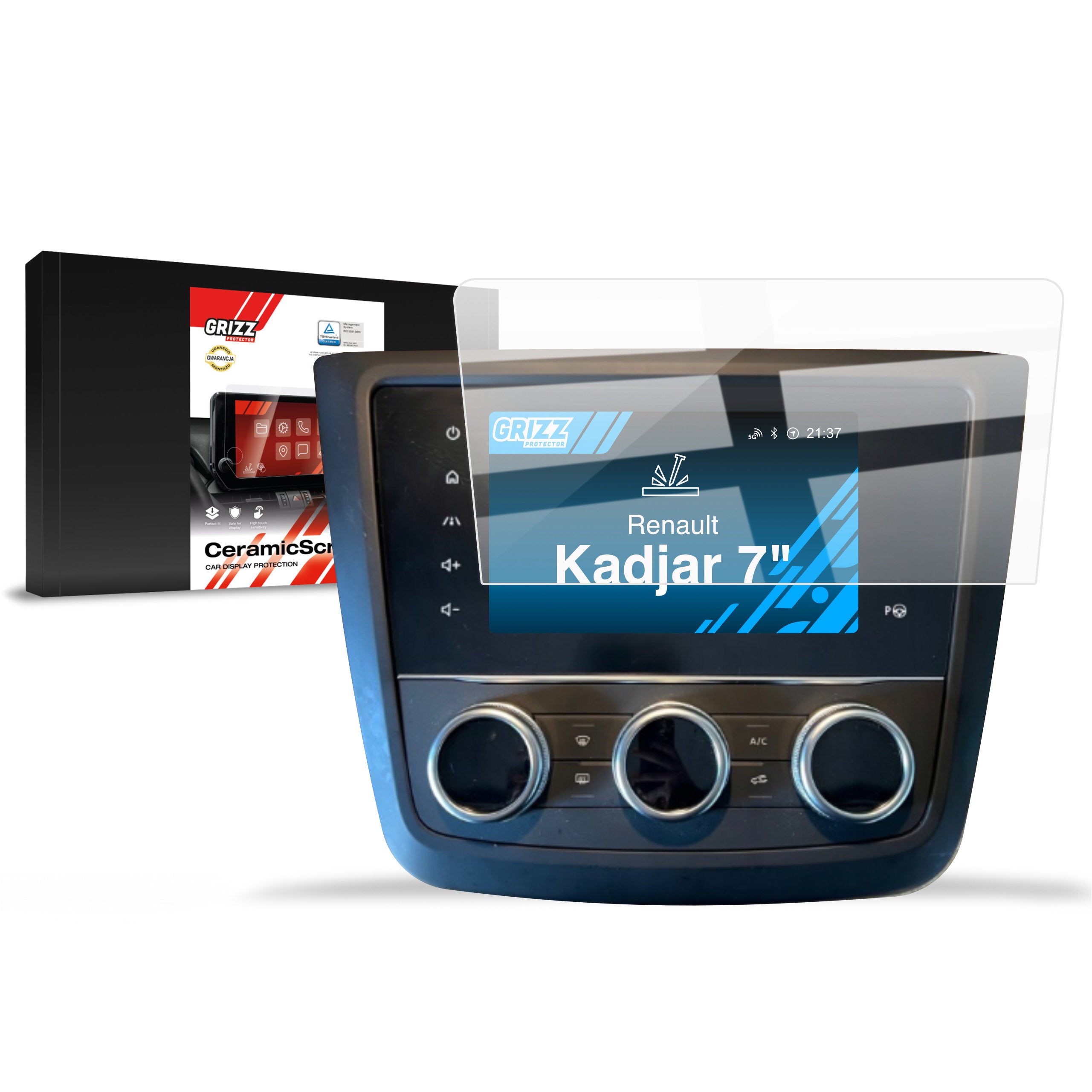 Keramische Autodisplayfolie für Renault Kadjar 7" (2019-2022), Grizz Protector
