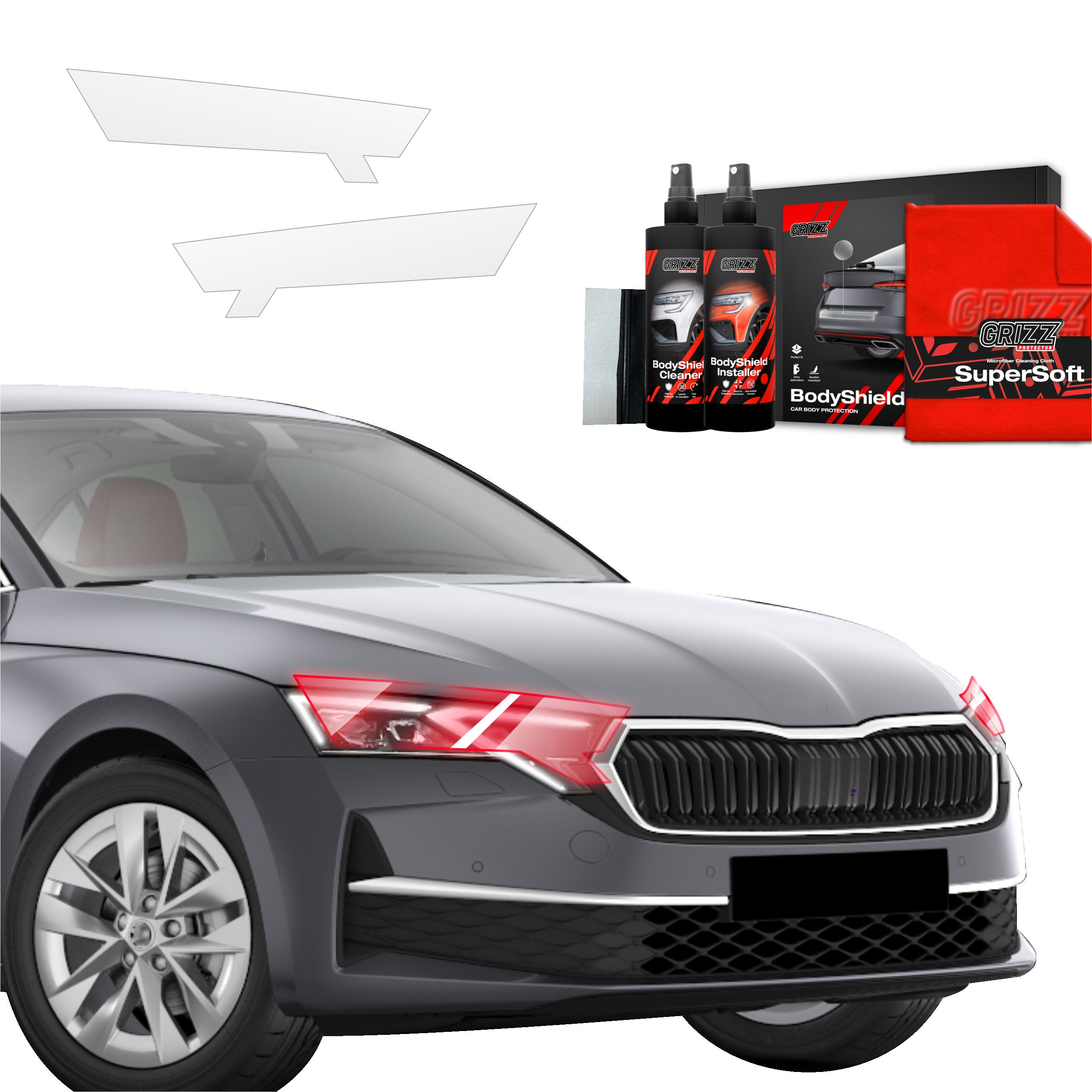 2in1 Schutzfolie Grizz Protector für Scheinwerfer - Skoda Octavia 4 Hatchback Facelifting (2024-2026)