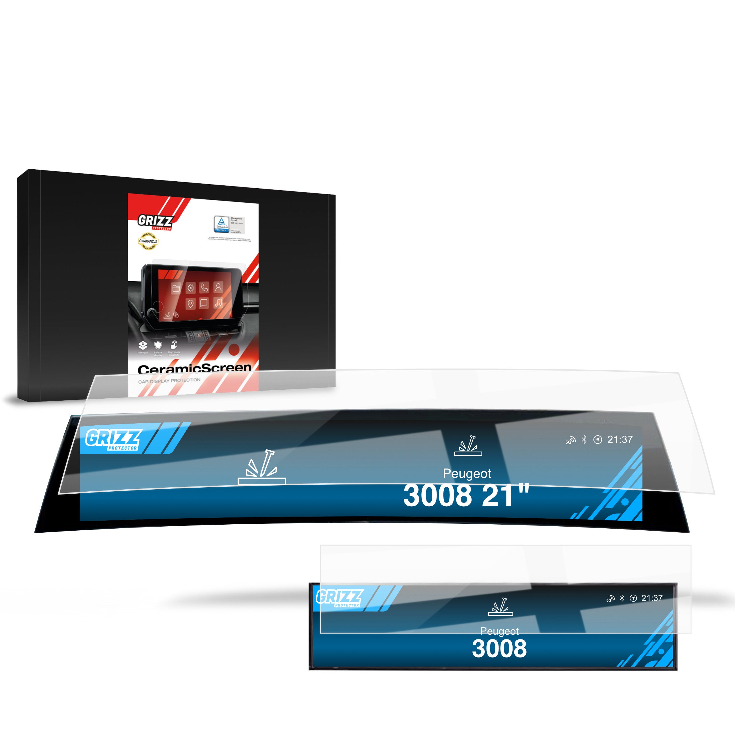 Keramische Autodisplayfolie 2in1 für Peugeot 3008 (2024-2026), Grizz Protector