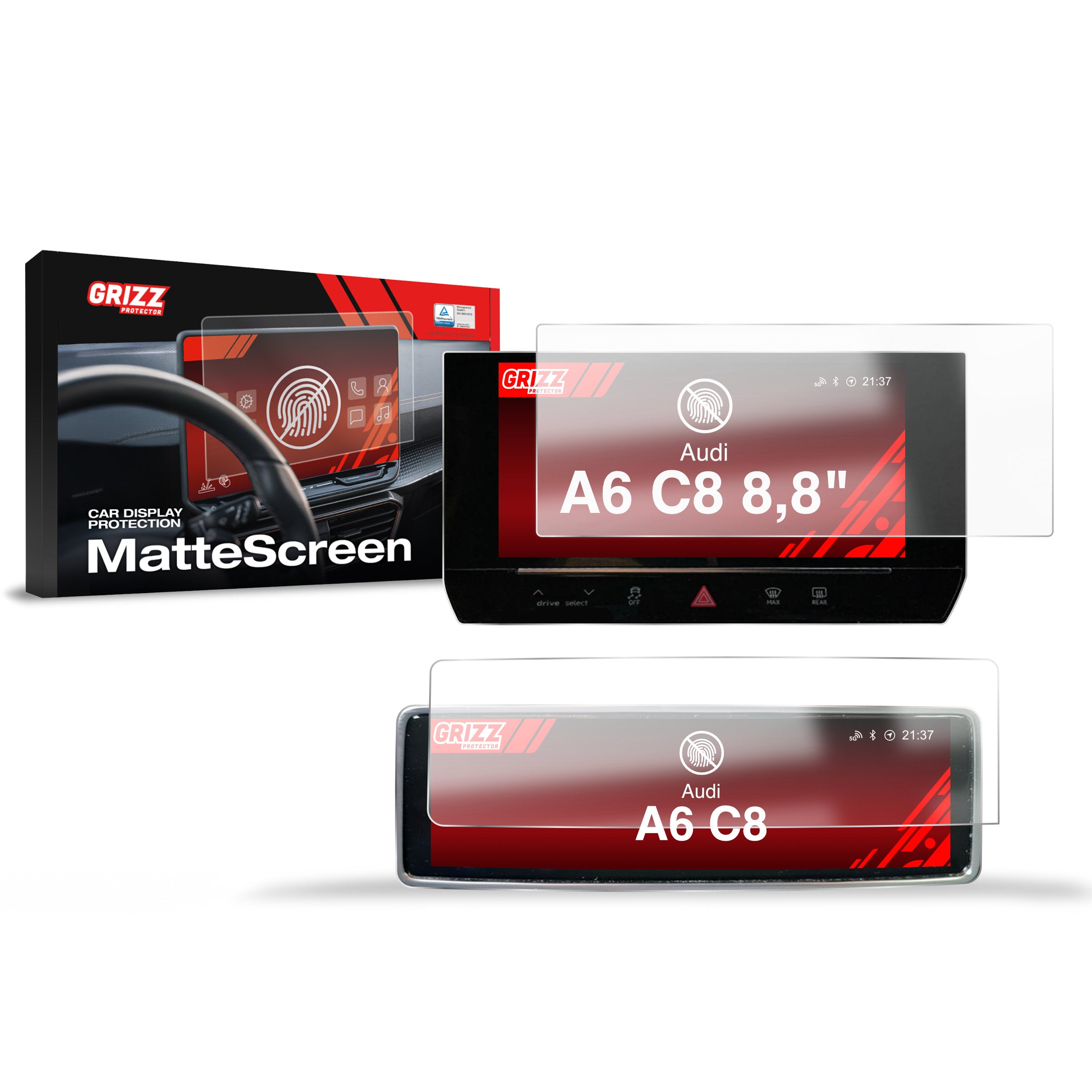 Matte Autodisplayfolie 2in1 für Audi A6 C8 (2018-2024), Grizz Protector