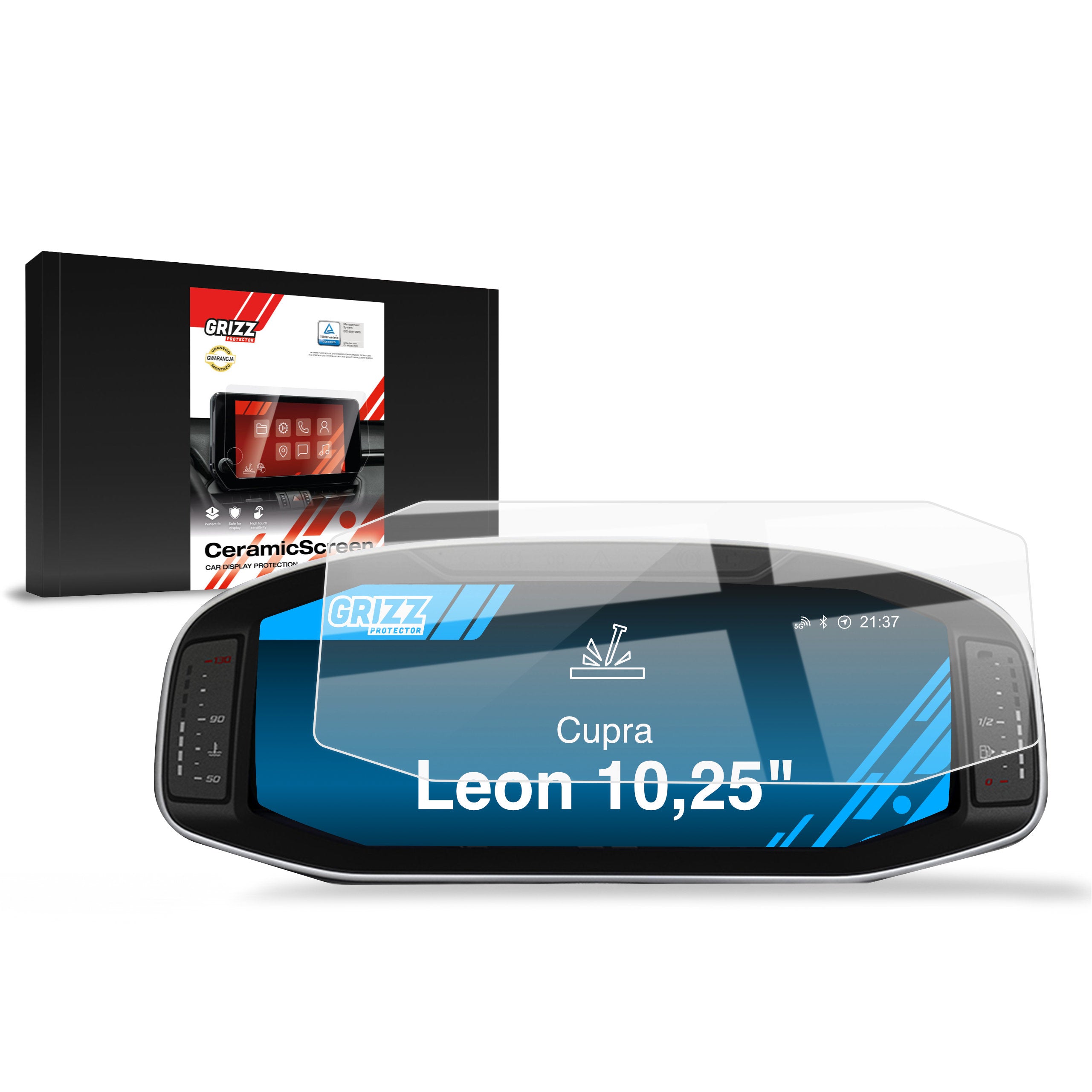 Keramische Autodisplayfolie für Cupra Leon Virtual Cockpit 10,25" (2020-2024), Grizz Protector