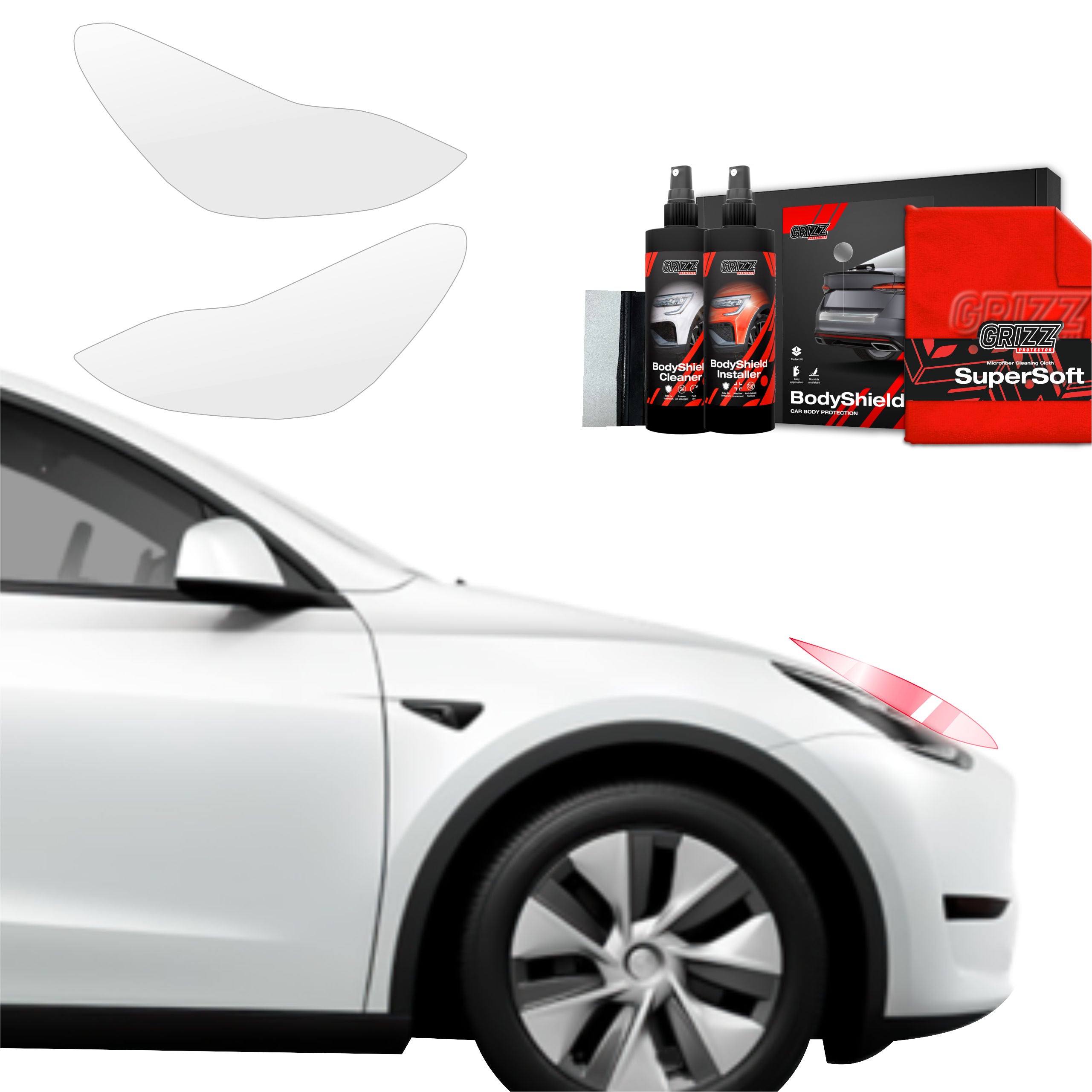 2in1 Schutzfolie Grizz Protector für Scheinwerfer - Tesla Model Y (2020-2024)