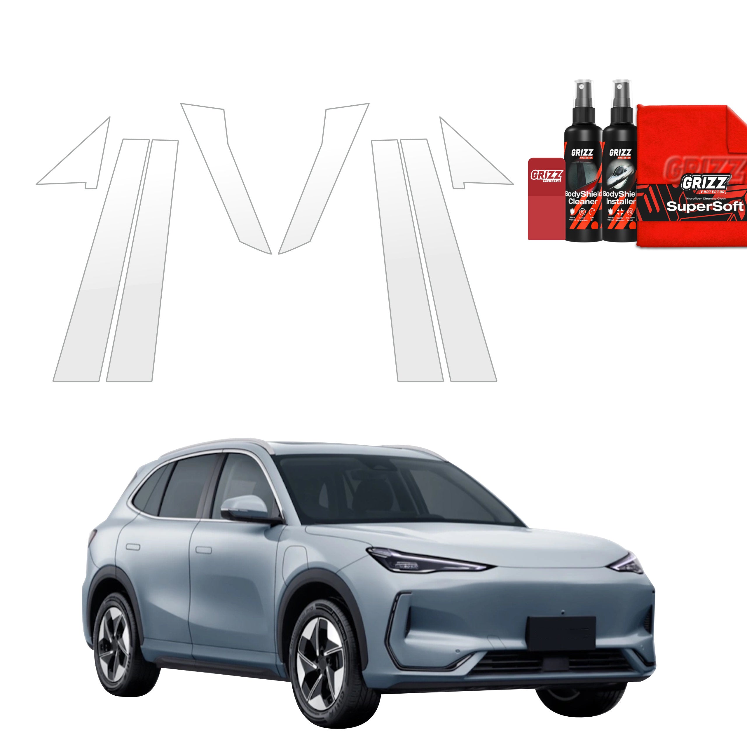 8in1 Schutzfolie Grizz Protector für B-C-Säule - Geely EX5 (2025-2026)