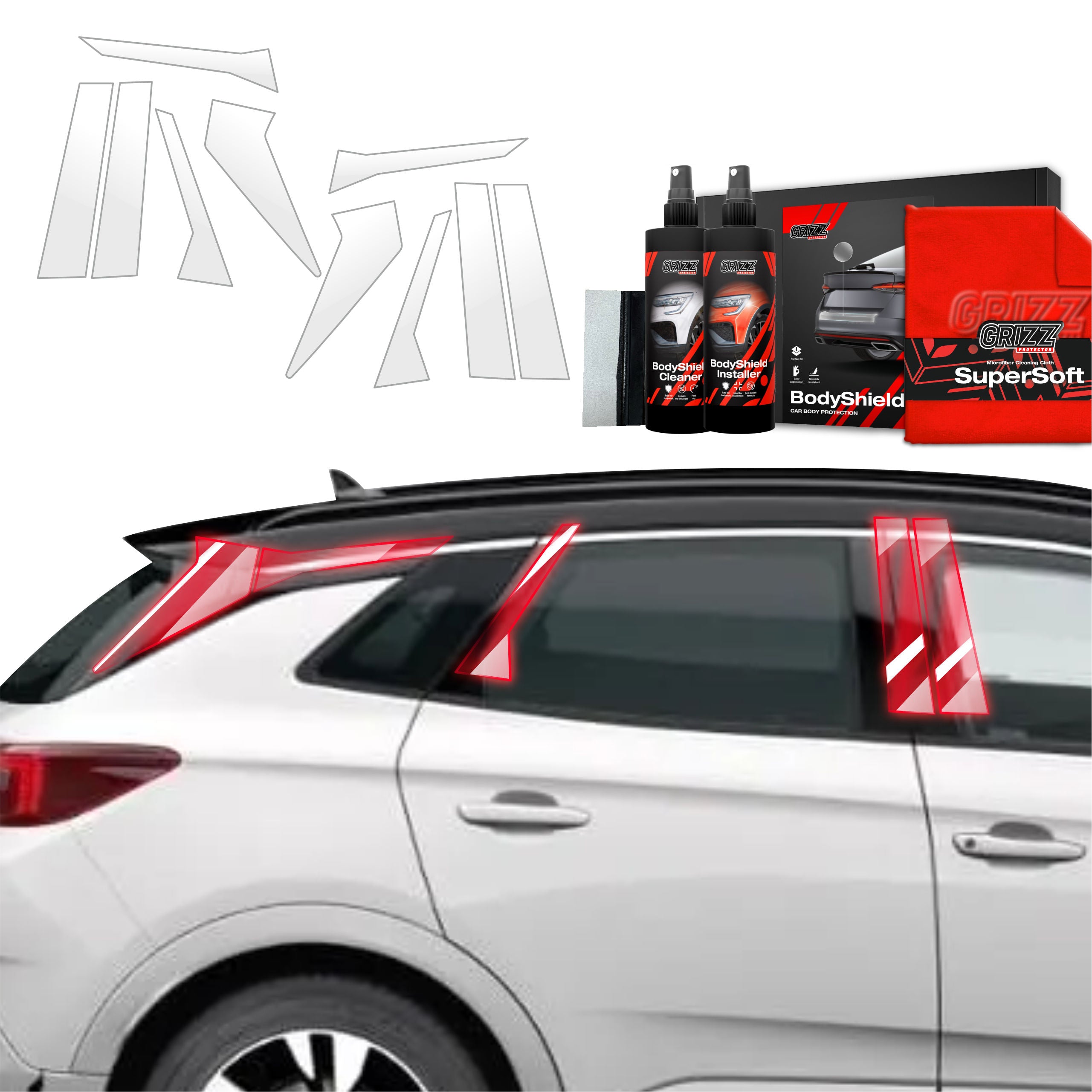 10in1 Schutzfolie Grizz Protector für B-C-Säule - Opel Grandland (2021-2024)
