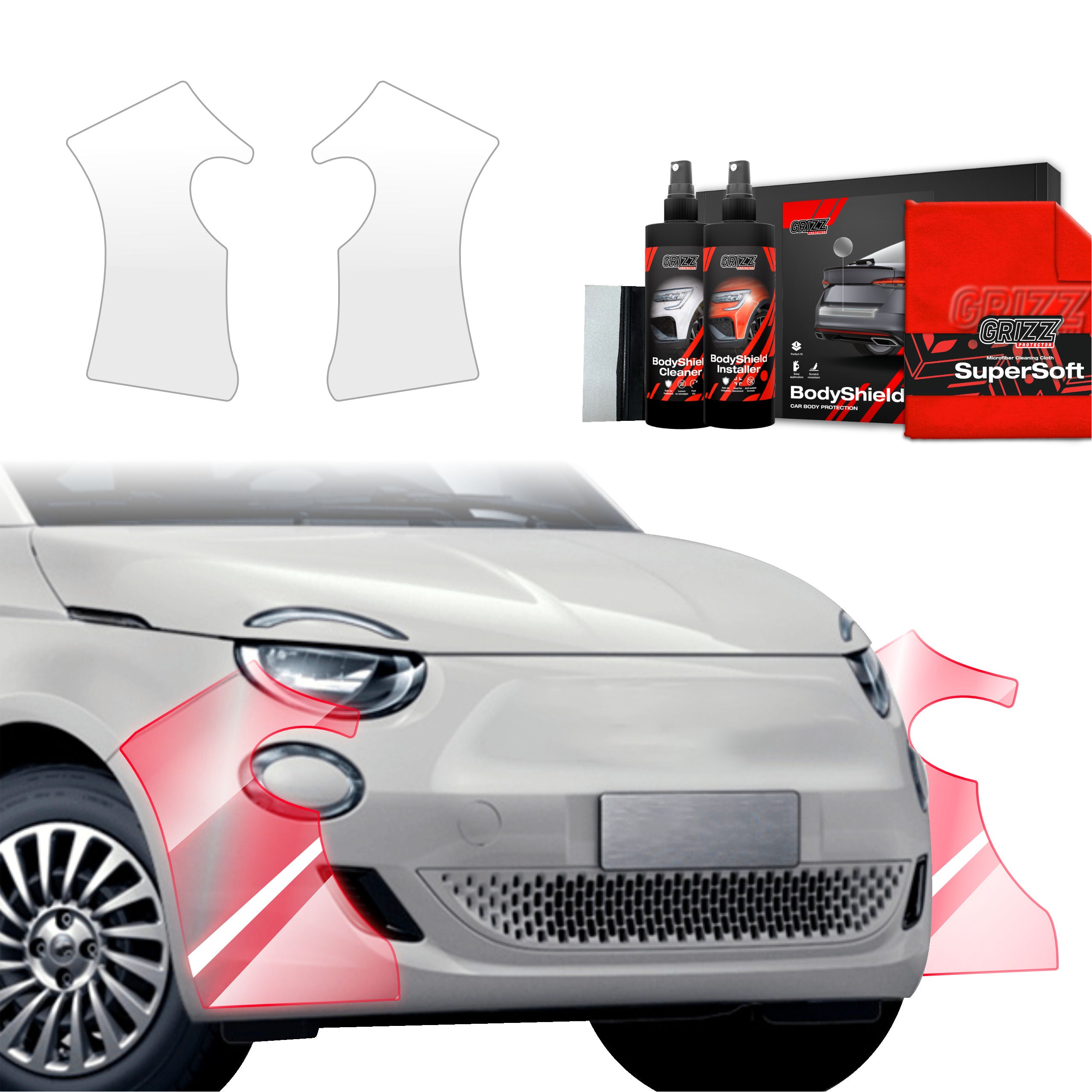 2in1 Schutzfolie Grizz Protector für Stoßstange - Fiat 500 (2016-2026)