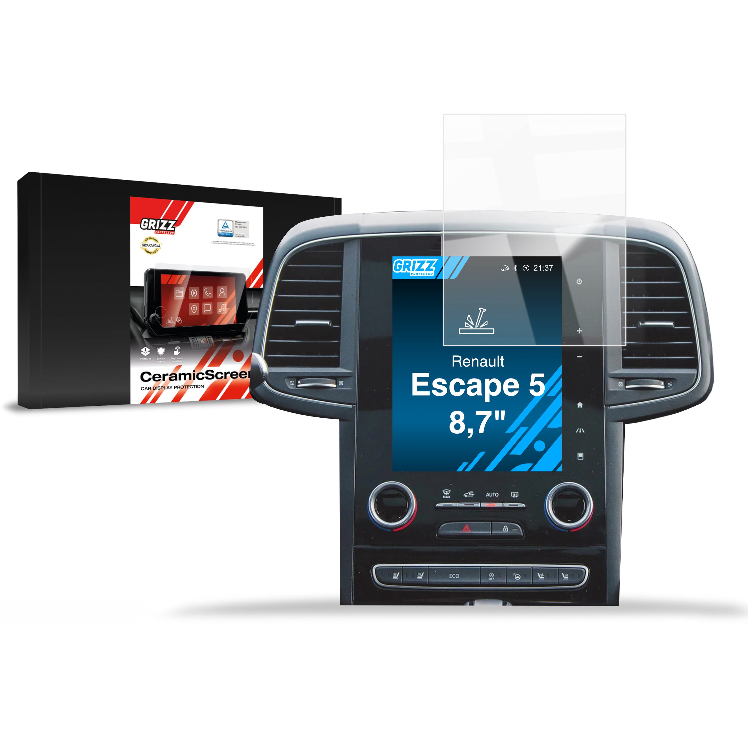 Keramische Autodisplayfolie für Renault Espace 5 8,7" (2014-2019), Grizz Protector