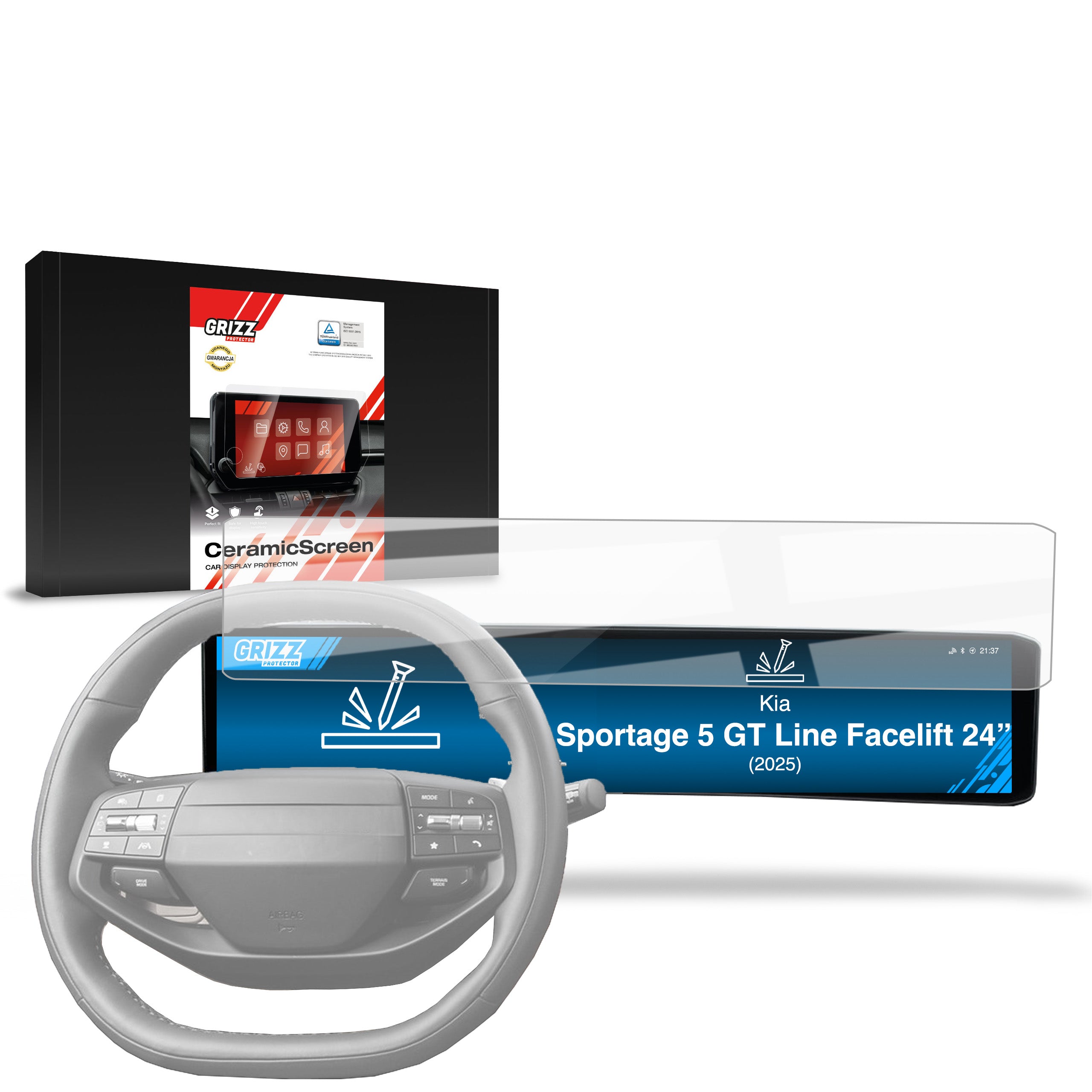 Keramische Autodisplayfolie für Kia Sportage 5 GT Line Facelift 24" (2025-2026), Grizz Protector