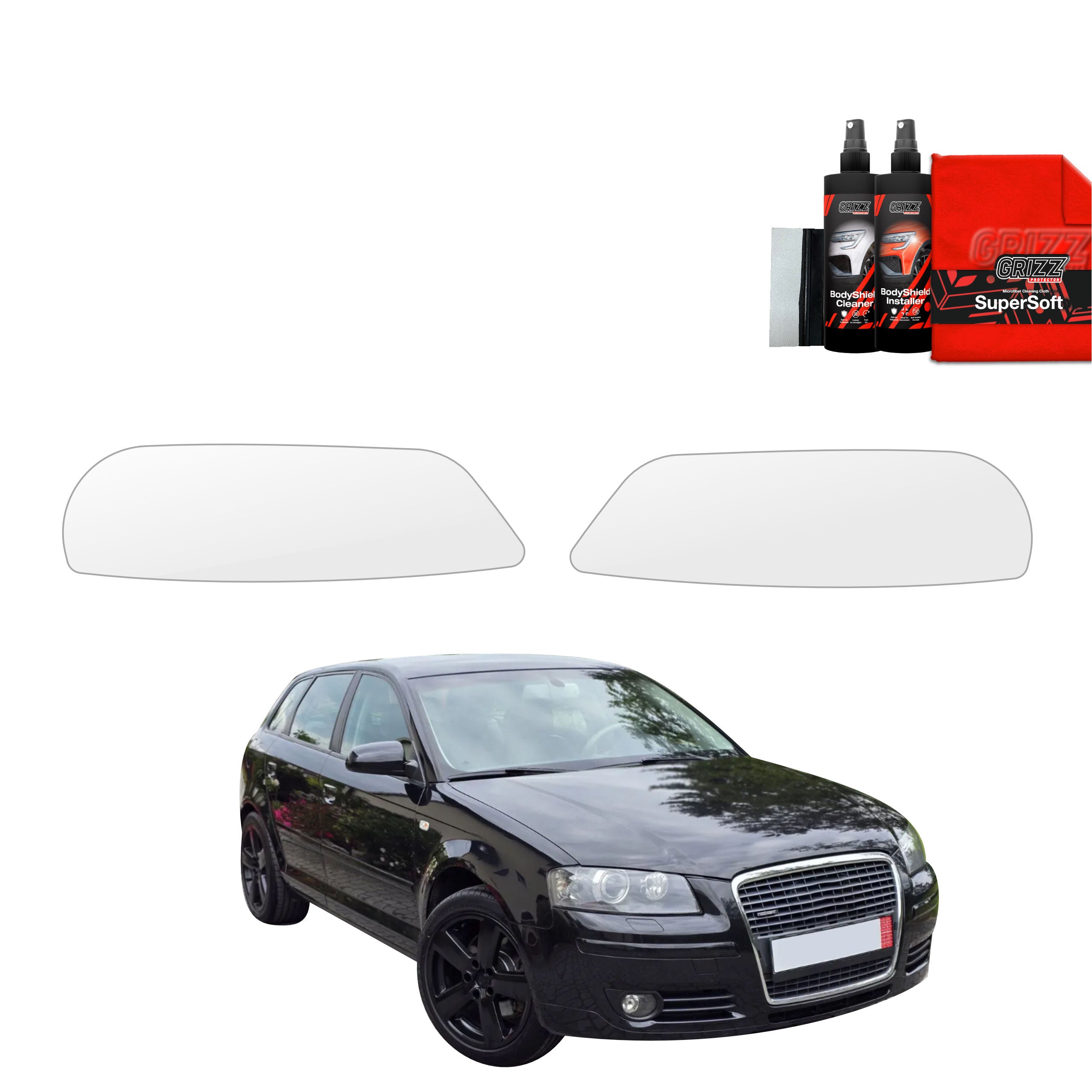 2in1 Schutzfolie Grizz Protector für Scheinwerfer - Audi A3 8P Hatchback 5D (2003-2008)