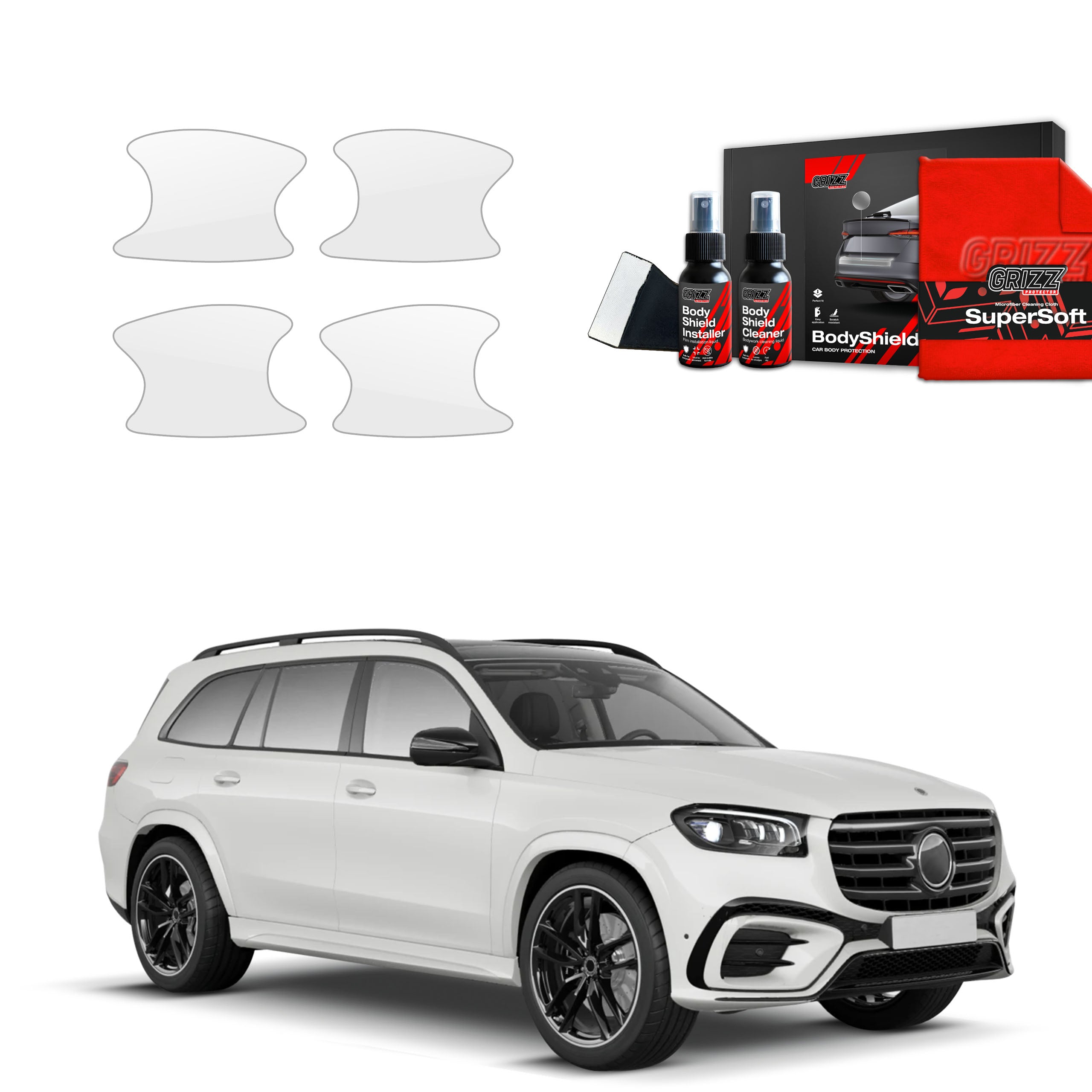 4in1 Schutzfolie Grizz Protector für Türgriffmulden - Mercedes GLS 450d (2023-2025)