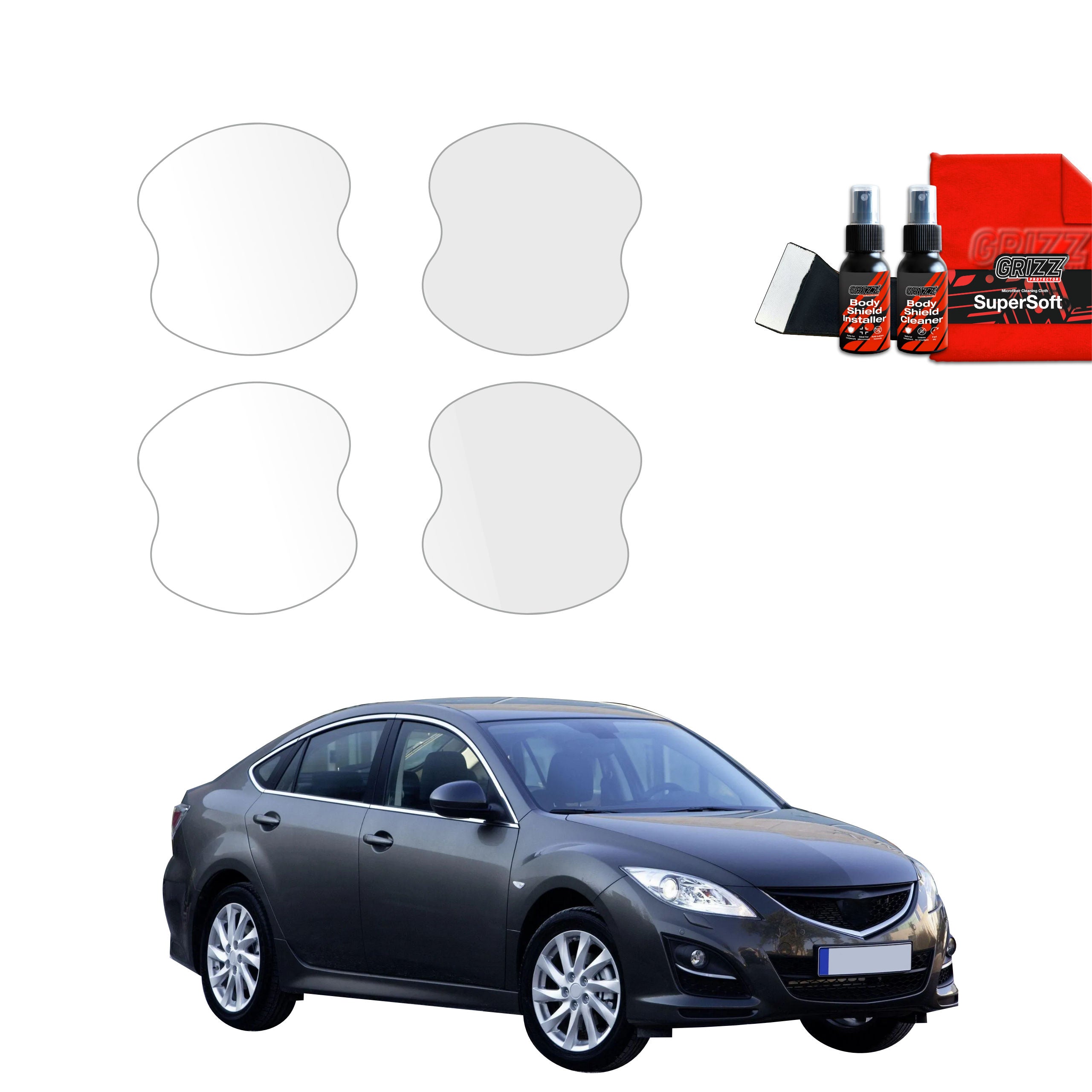 4in1 Schutzfolie Grizz Protector für Türgriffmulden - Mazda 6 2 Sedan 4D (2010-2013)