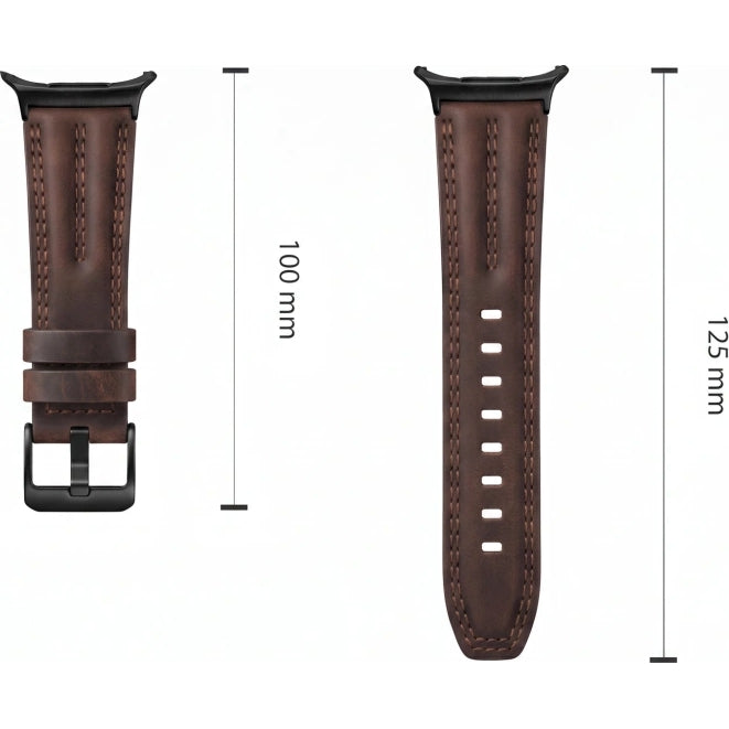 Armband für Galaxy Watch 9 44mm / 40mm / 8 44mm / 8 40mm / 8 Classic, Tech-Protect Leatherfit Craft, Braun (4/7)
