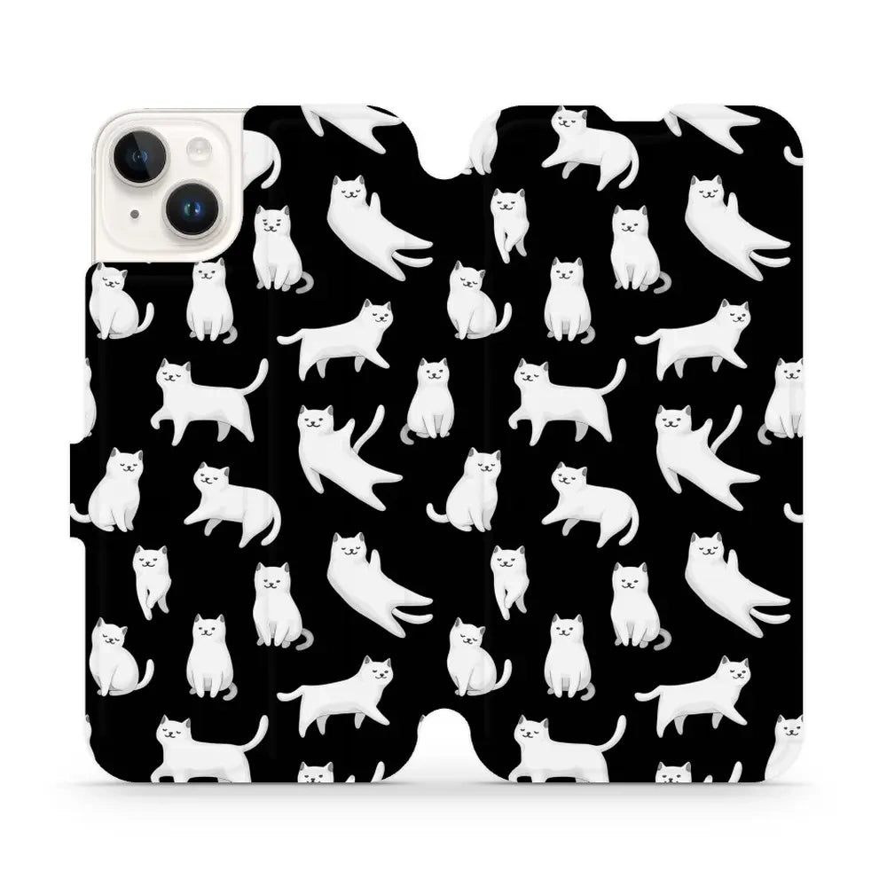 Handyhülle mit klappe für iPhone 14 Plus, Mobiwear Book, Luna-Kätzchen
