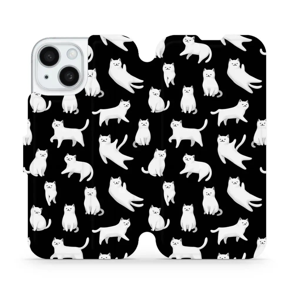 Handyhülle mit klappe für iPhone 15, Mobiwear Book, Luna-Kätzchen