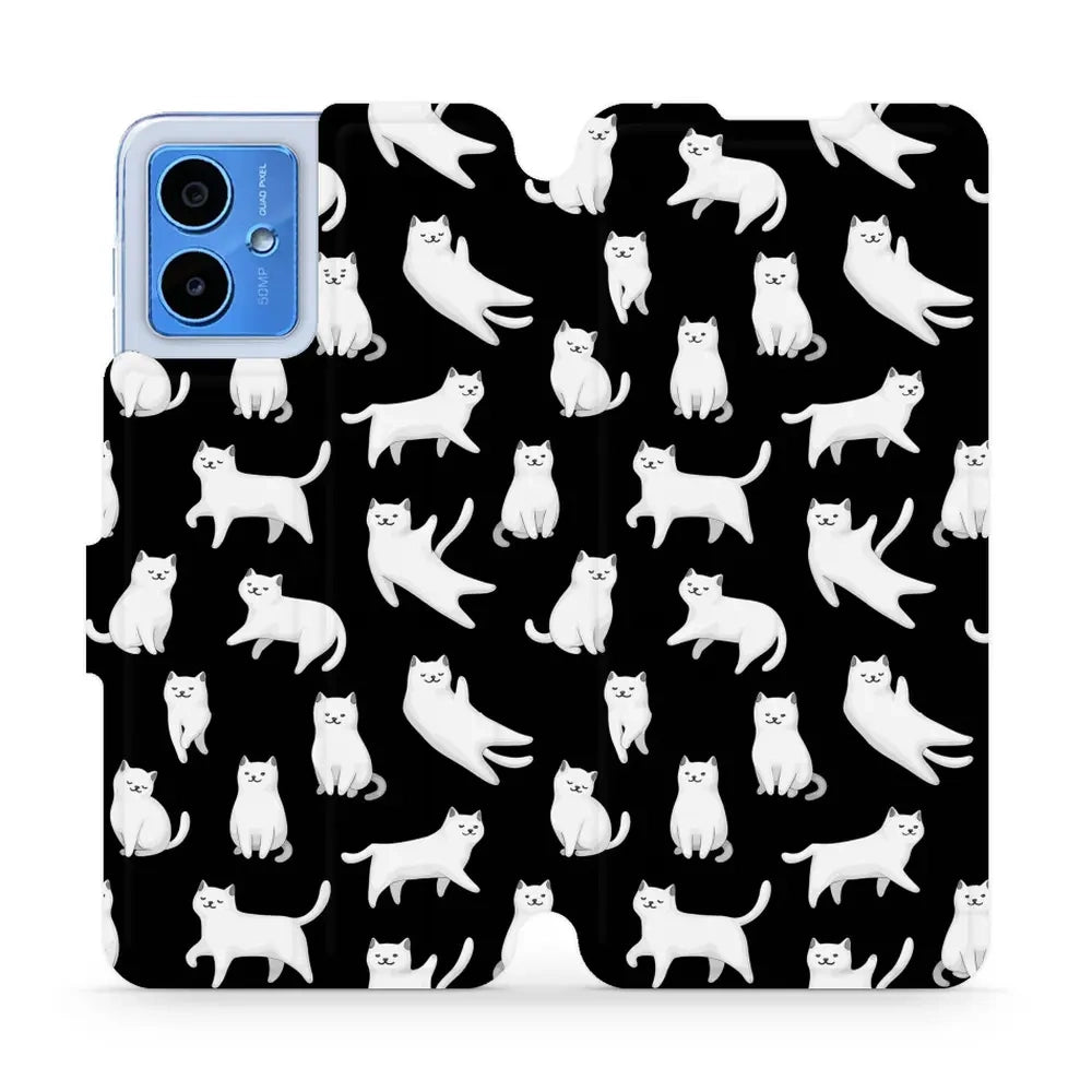 Handyhülle mit klappe für Motorola Moto G14, Mobiwear Book, Luna-Kätzchen