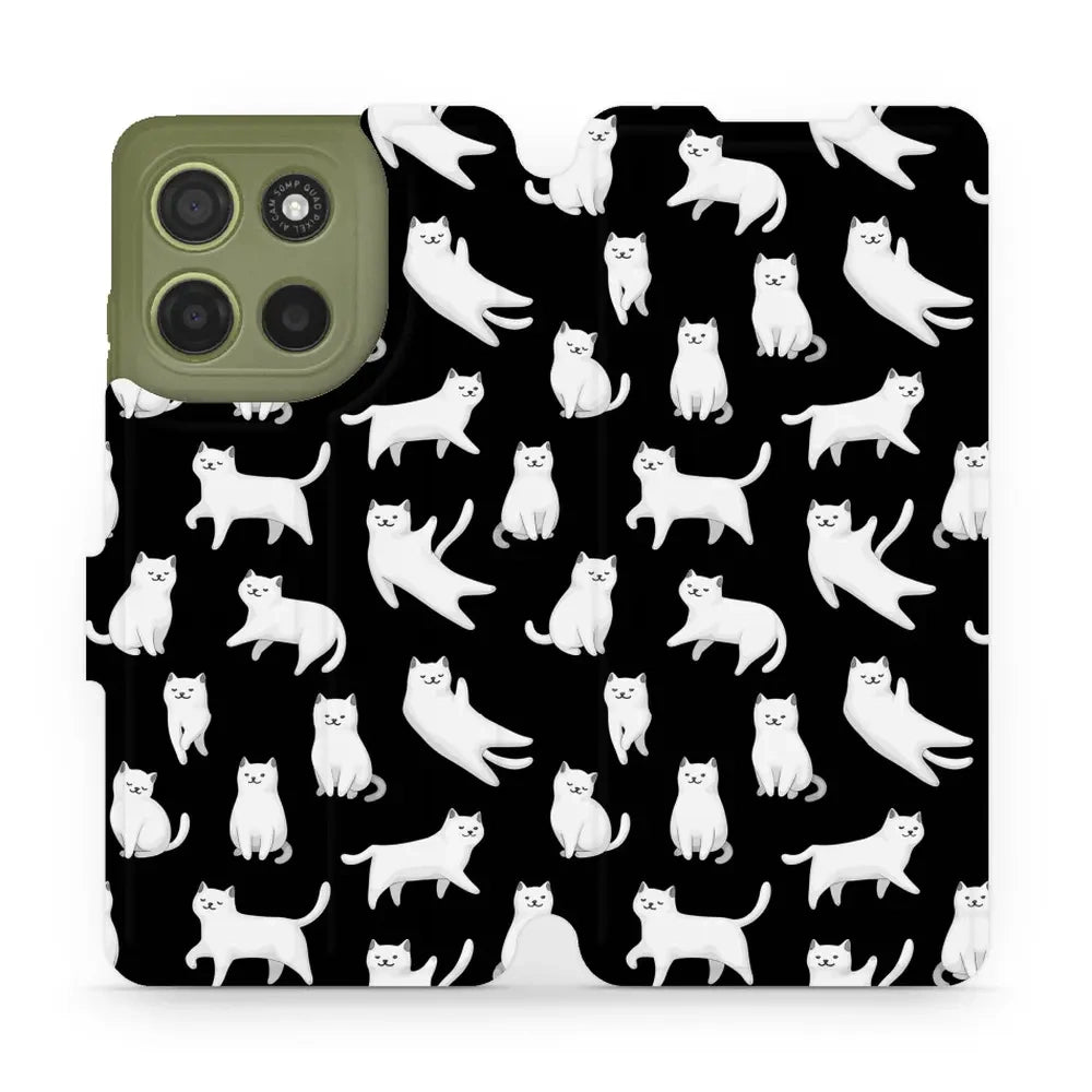 Handyhülle mit klappe für Motorola Moto G15, Mobiwear Book, Luna-Kätzchen