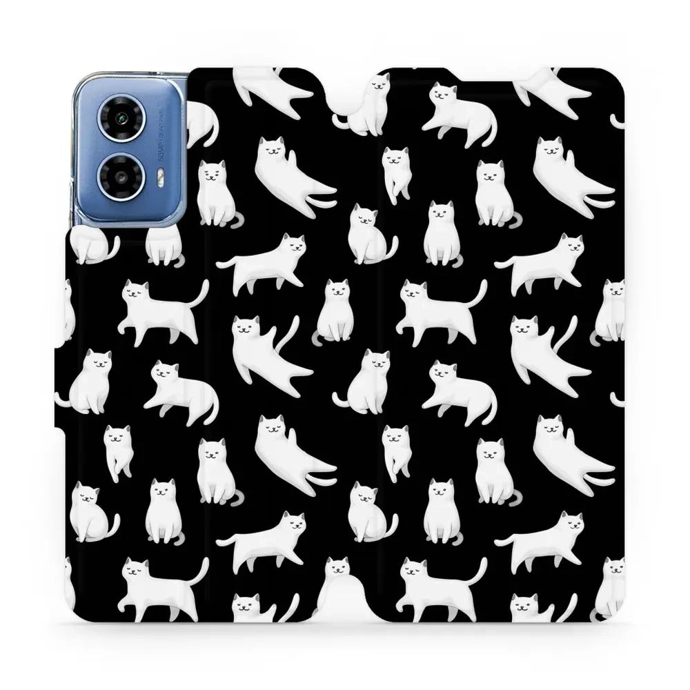 Handyhülle mit klappe für Motorola Moto G34 5G, Mobiwear Book, Luna-Kätzchen