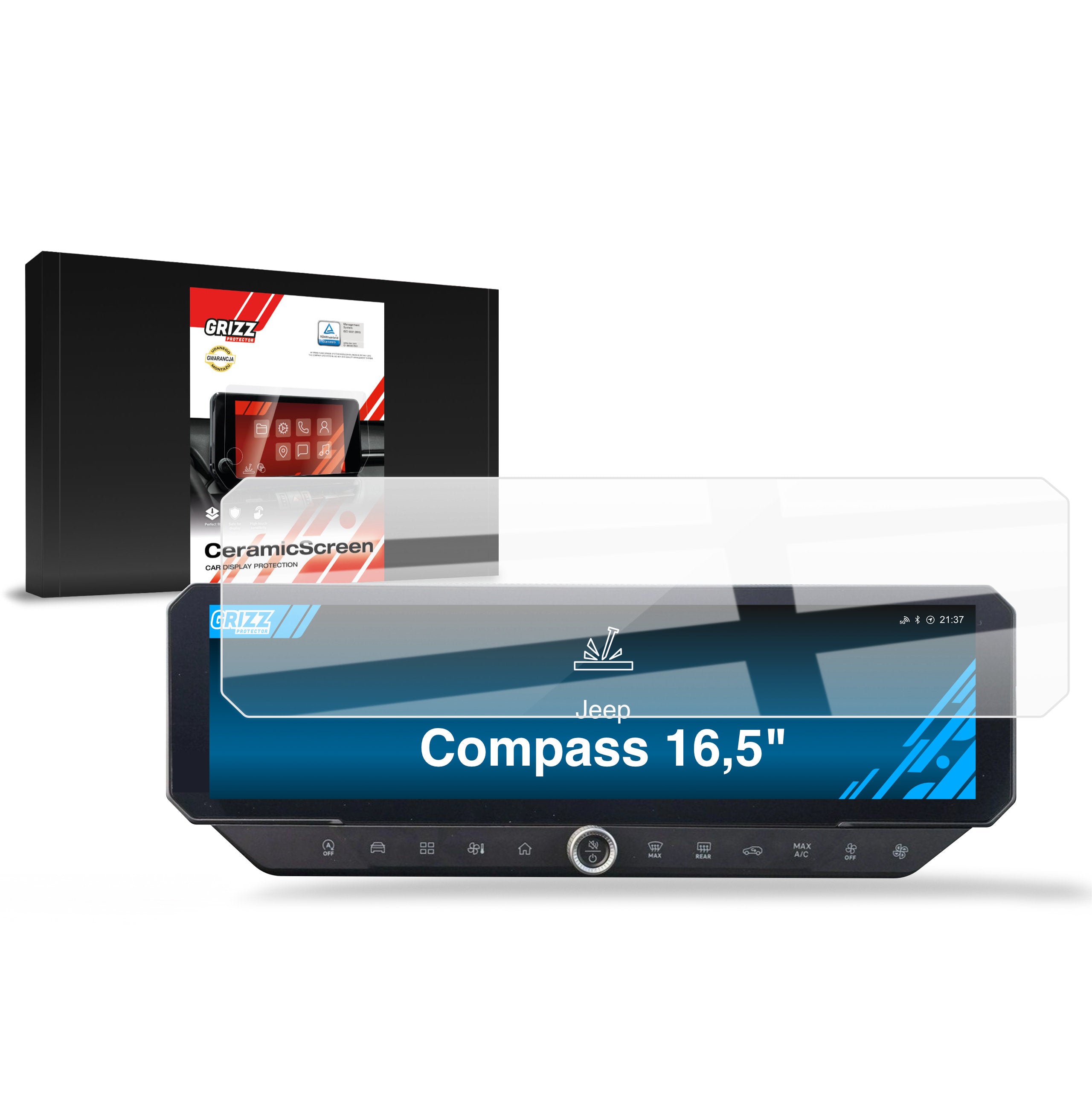 Keramische Autodisplayfolie für Jeep Compass 16,5" (2025-2026), Grizz Protector