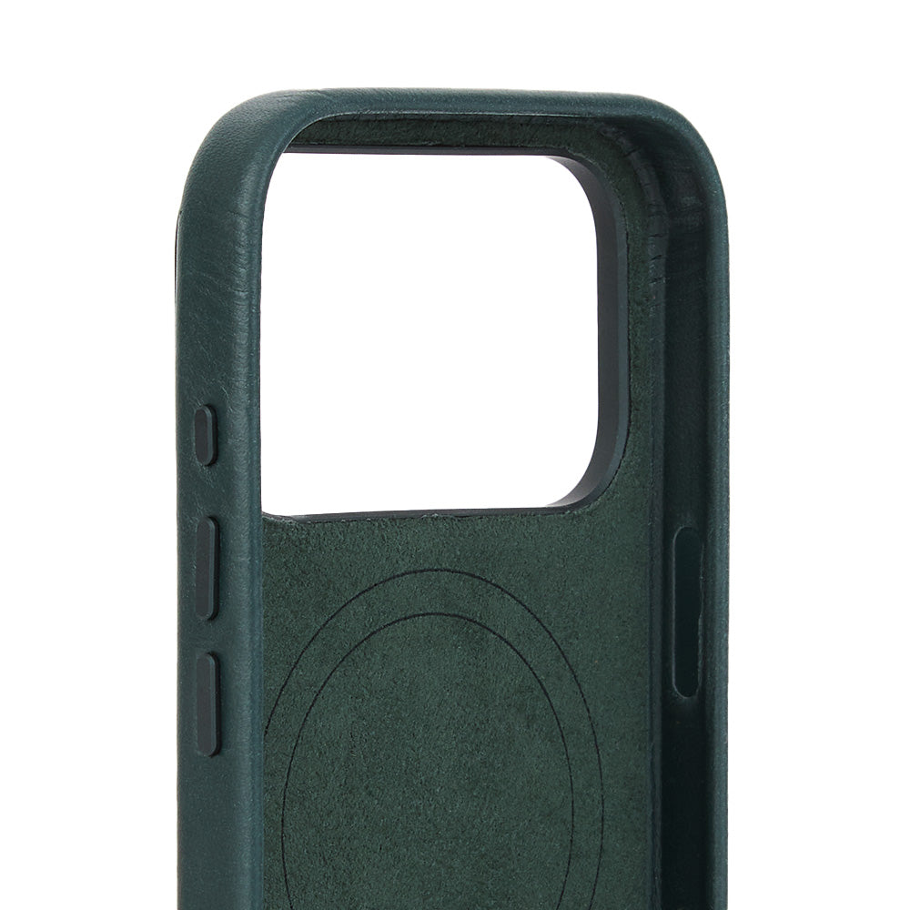 Handyhülle für iPhone 18 Pro, Troubadour Full Leather Case für MagSafe, Dunkelgrün (7/9)