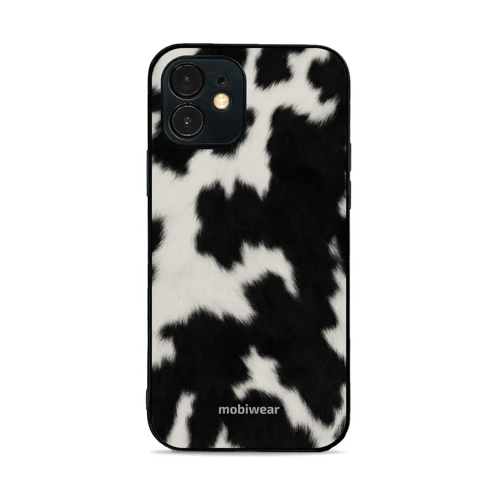 Handyhülle für iPhone 12 Mini, Mobiwear Glossy Case, Kuhfell-Optik