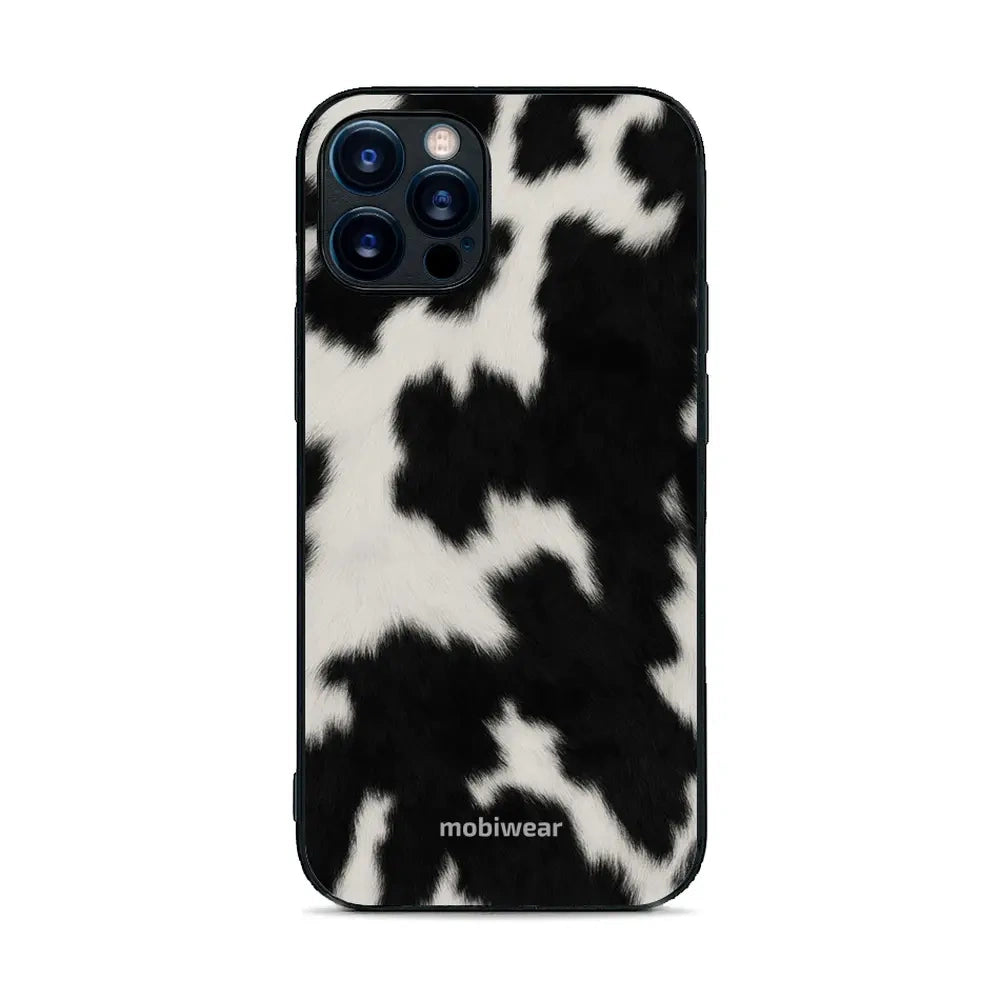 Handyhülle für iPhone 12 Pro, Mobiwear Glossy Case, Kuhfell-Optik