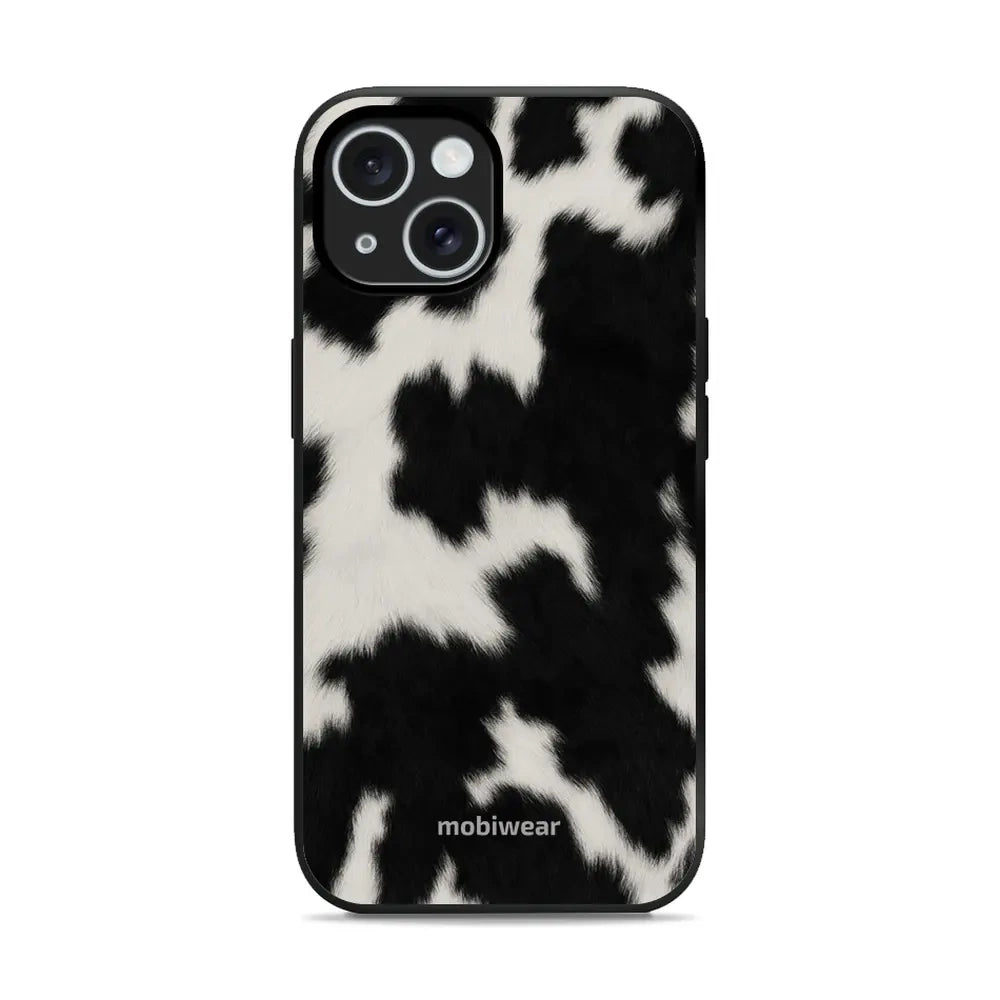 Handyhülle für iPhone 15, Mobiwear Glossy Case, Kuhfell-Optik