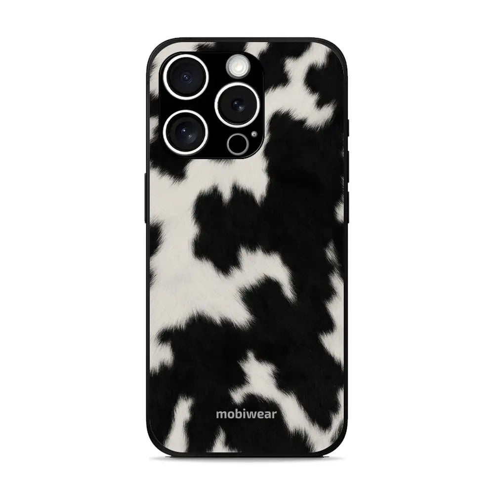 Handyhülle für iPhone 15 Pro, Mobiwear Glossy Case, Kuhfell-Optik