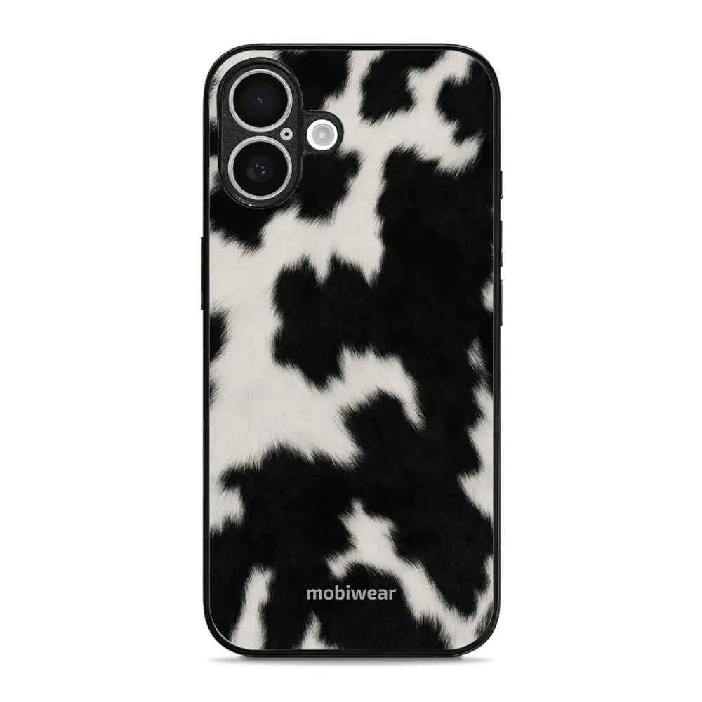 Handyhülle für iPhone 16 Plus, Mobiwear Glossy Case, Kuhfell-Optik