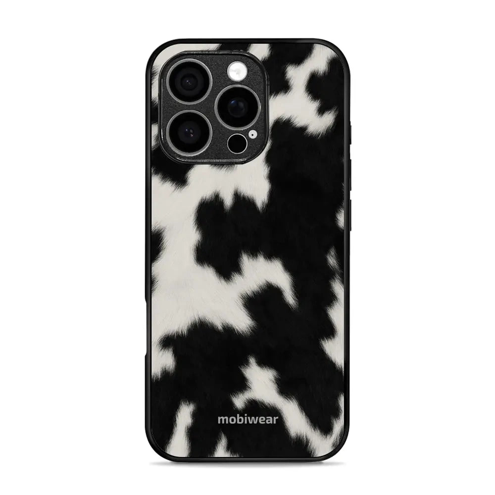 Handyhülle für iPhone 16 Pro, Mobiwear Glossy Case, Kuhfell-Optik