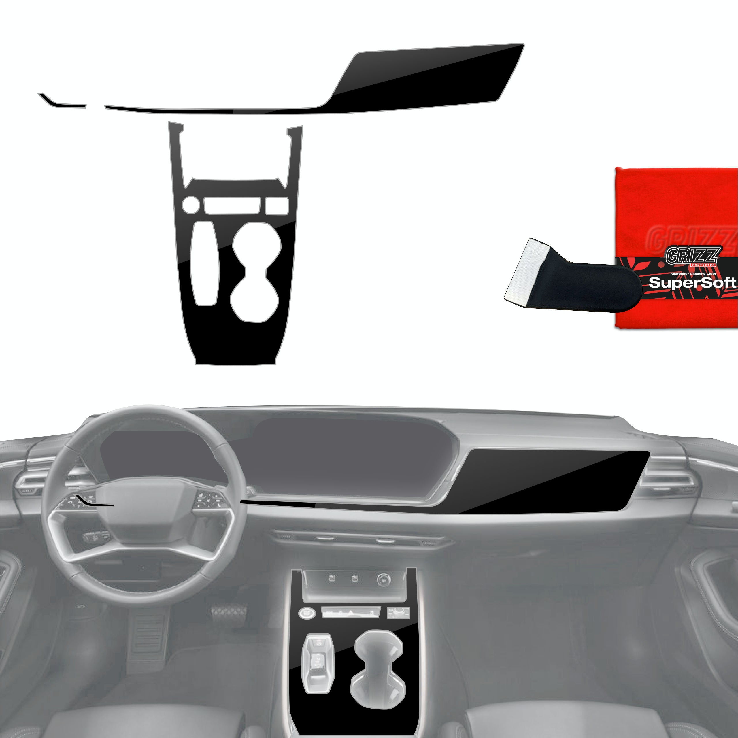 3in1 Schutzfolien Grizz Protector für Mittelkonsole & Armaturenbrett - Audi A5 B10 (2025-2026) Schwarz Glanz