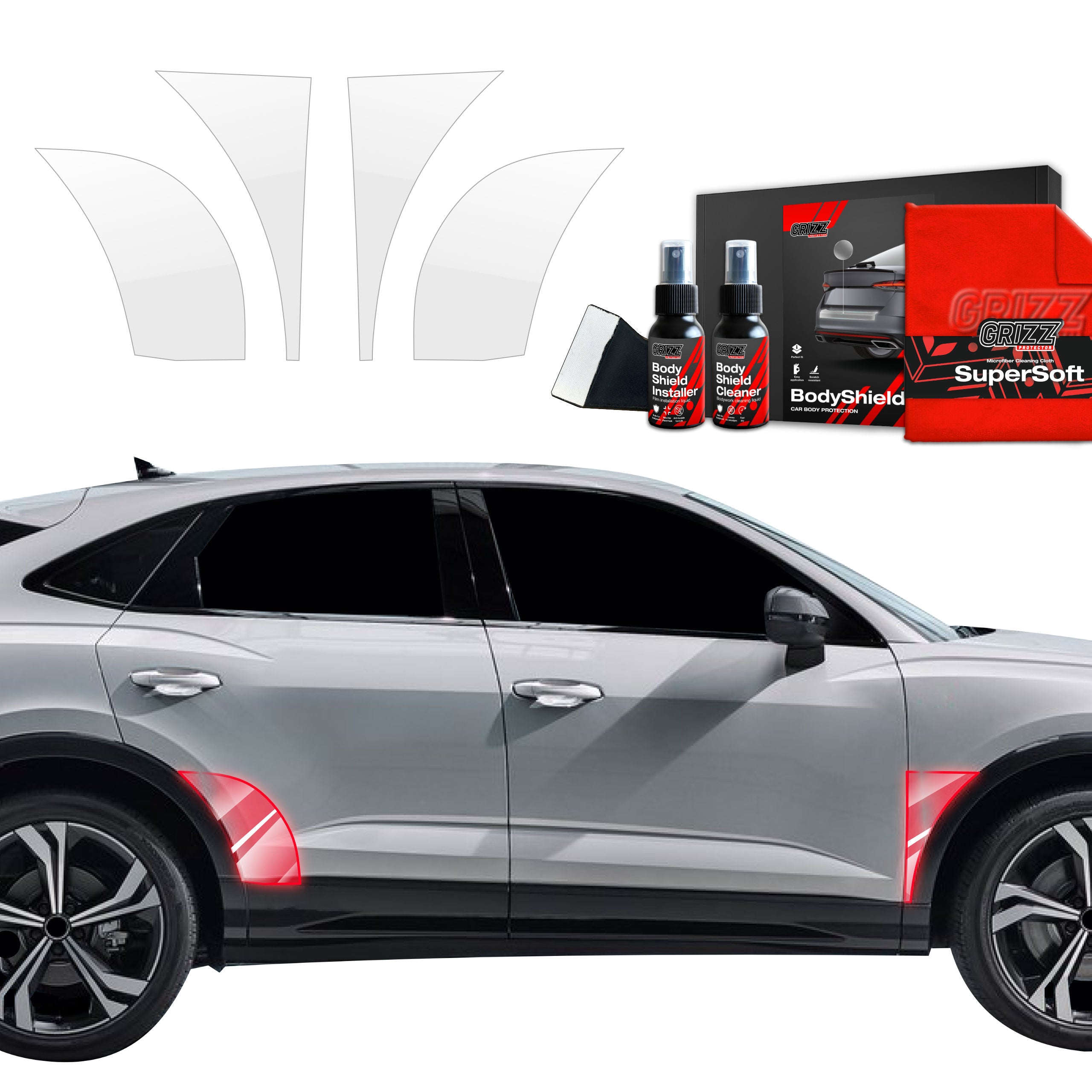 4in1 Schutzfolie Grizz Protector für hinteren & vorderen Seitenschweller - Audi Q3 Sportback (2018-2025)