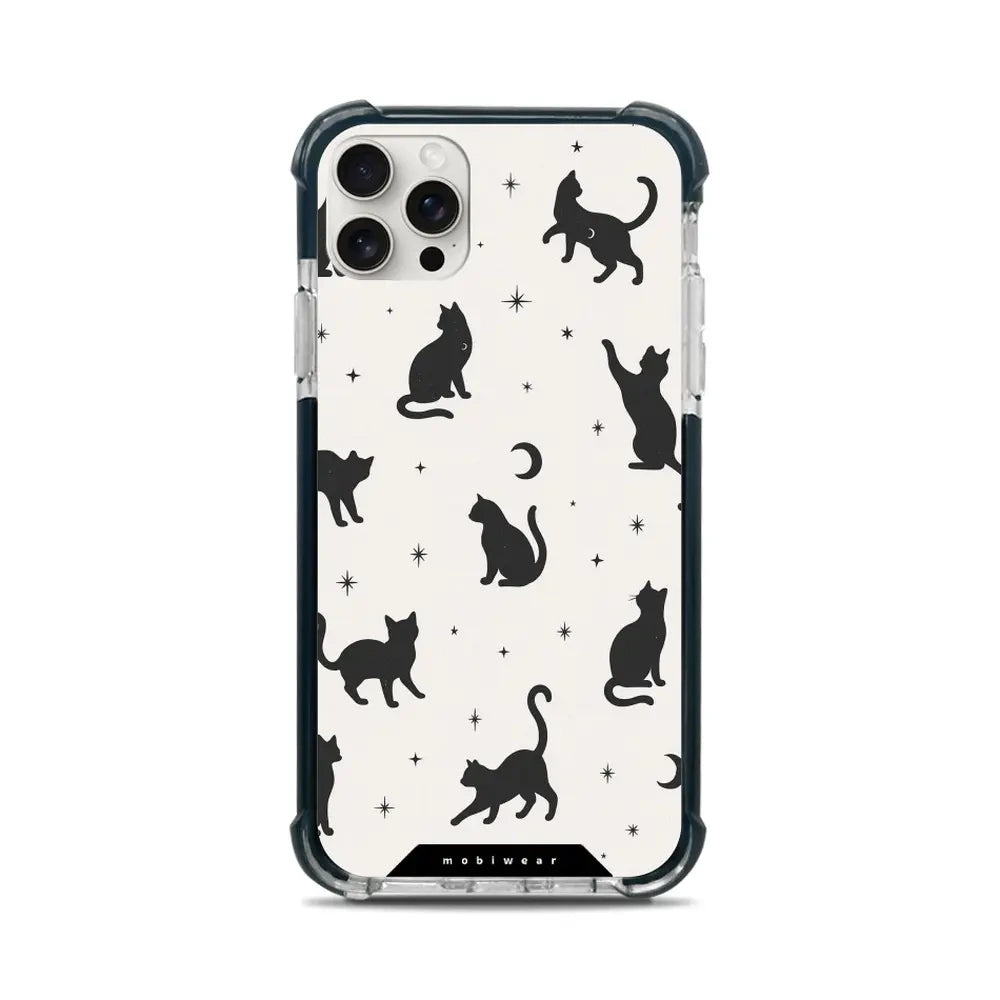 Handyhülle für iPhone 11 Pro Max mit MagSafe, Mobiwear Elite Bumper, Katzen-Nacht