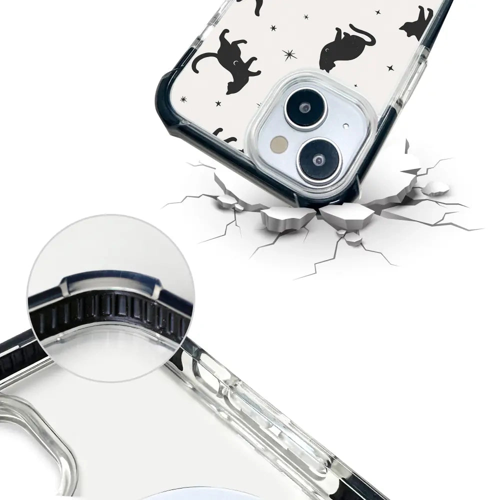 Handyhülle für iPhone 11 Pro Max mit MagSafe, Mobiwear Elite Bumper, Katzen-Nacht