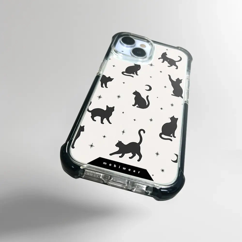 Handyhülle für iPhone 11 Pro Max mit MagSafe, Mobiwear Elite Bumper, Katzen-Nacht