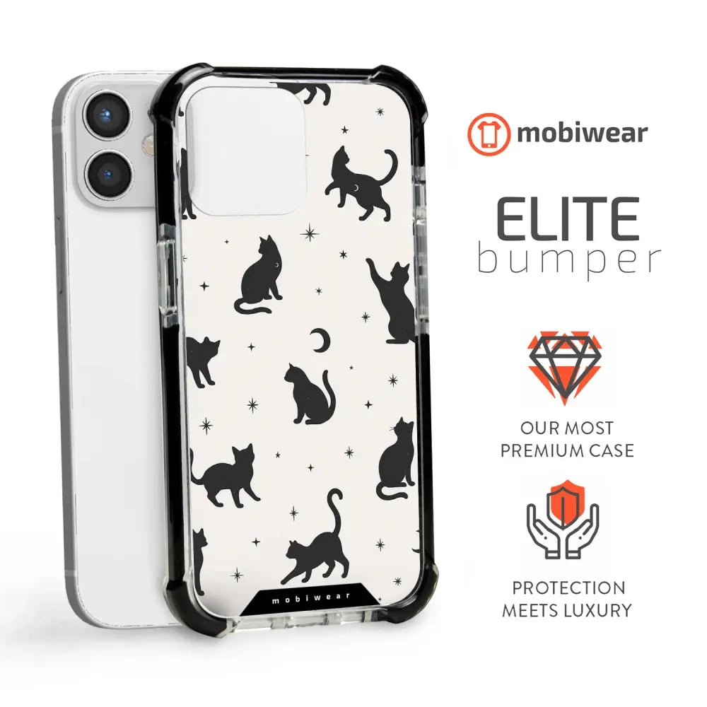 Handyhülle für iPhone 12 Mini mit MagSafe, Mobiwear Elite Bumper, Katzen-Nacht
