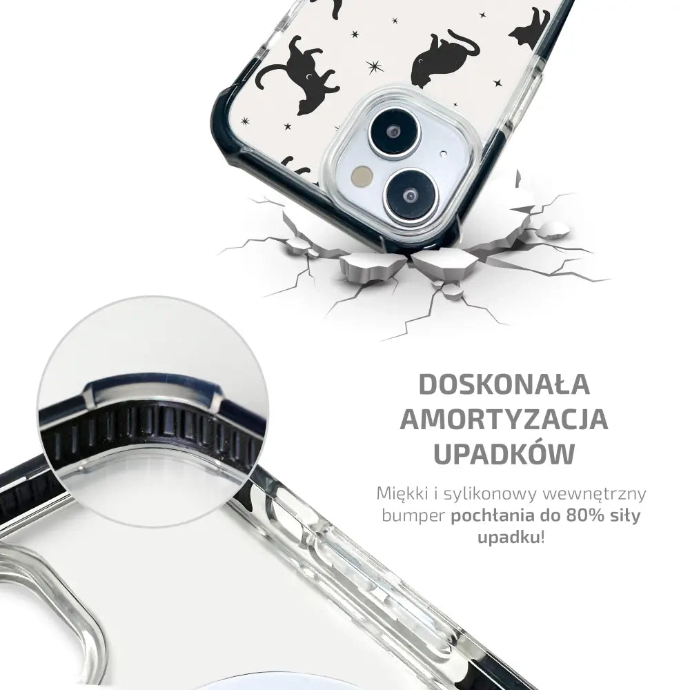 Handyhülle für iPhone 12 Pro mit MagSafe, Mobiwear Elite Bumper, Katzen-Nacht