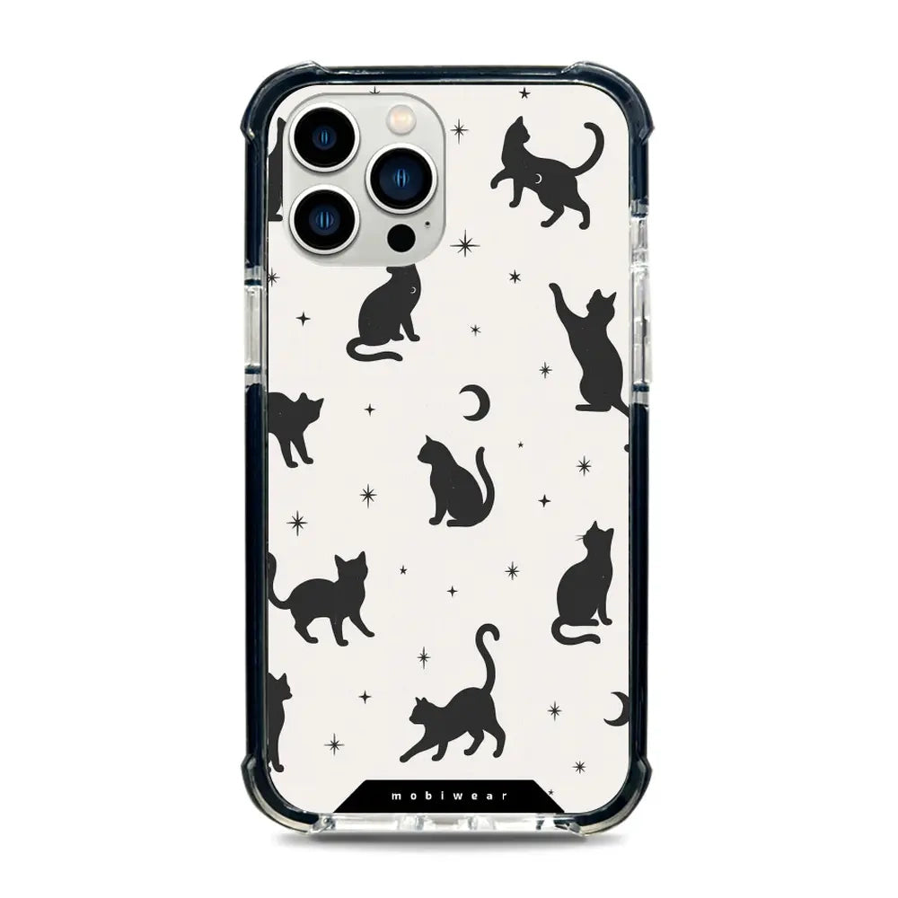 Handyhülle für iPhone 12 Pro Max mit MagSafe, Mobiwear Elite Bumper, Katzen-Nacht