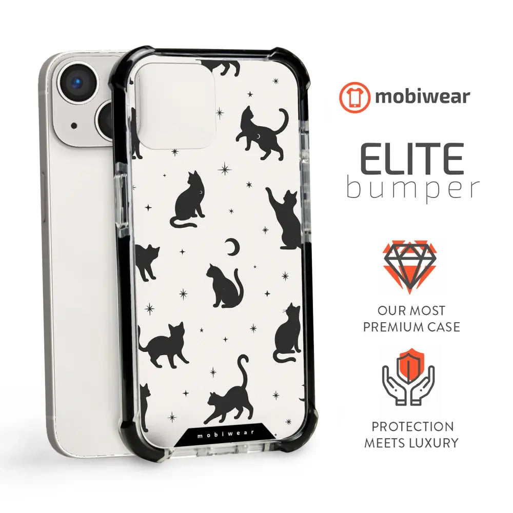 Handyhülle für iPhone 13 Mini mit MagSafe, Mobiwear Elite Bumper, Katzen-Nacht