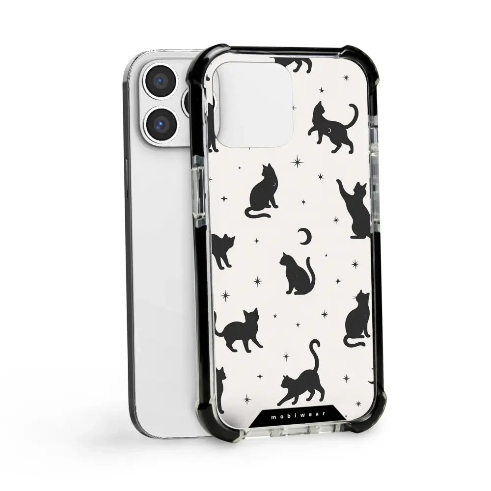 Handyhülle für iPhone 13 Pro Max mit MagSafe, Mobiwear Elite Bumper, Katzen-Nacht