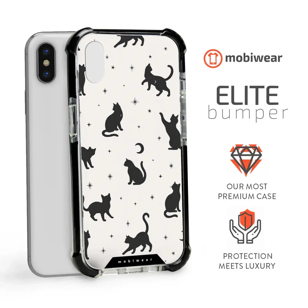 Handyhülle für iPhone Xs mit MagSafe, Mobiwear Elite Bumper, Katzen-Nacht