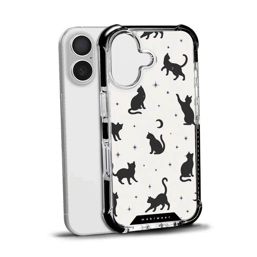 Handyhülle für iPhone 17 mit MagSafe, Mobiwear Elite Bumper, Katzen-Nacht