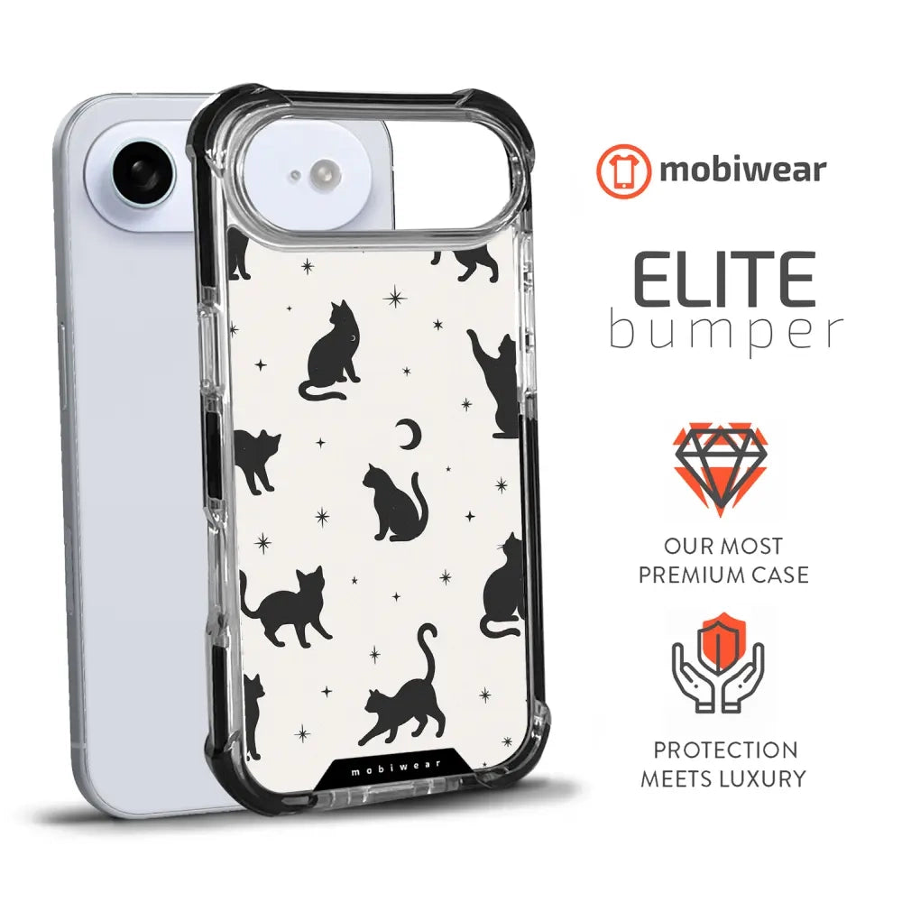 Handyhülle für iPhone Air mit MagSafe, Mobiwear Elite Bumper, Katzen-Nacht