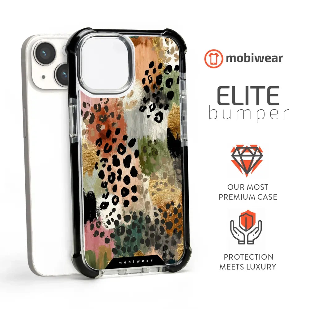 Handyhülle für iPhone 14 mit MagSafe, Mobiwear Elite Bumper, Malerische Tupfen